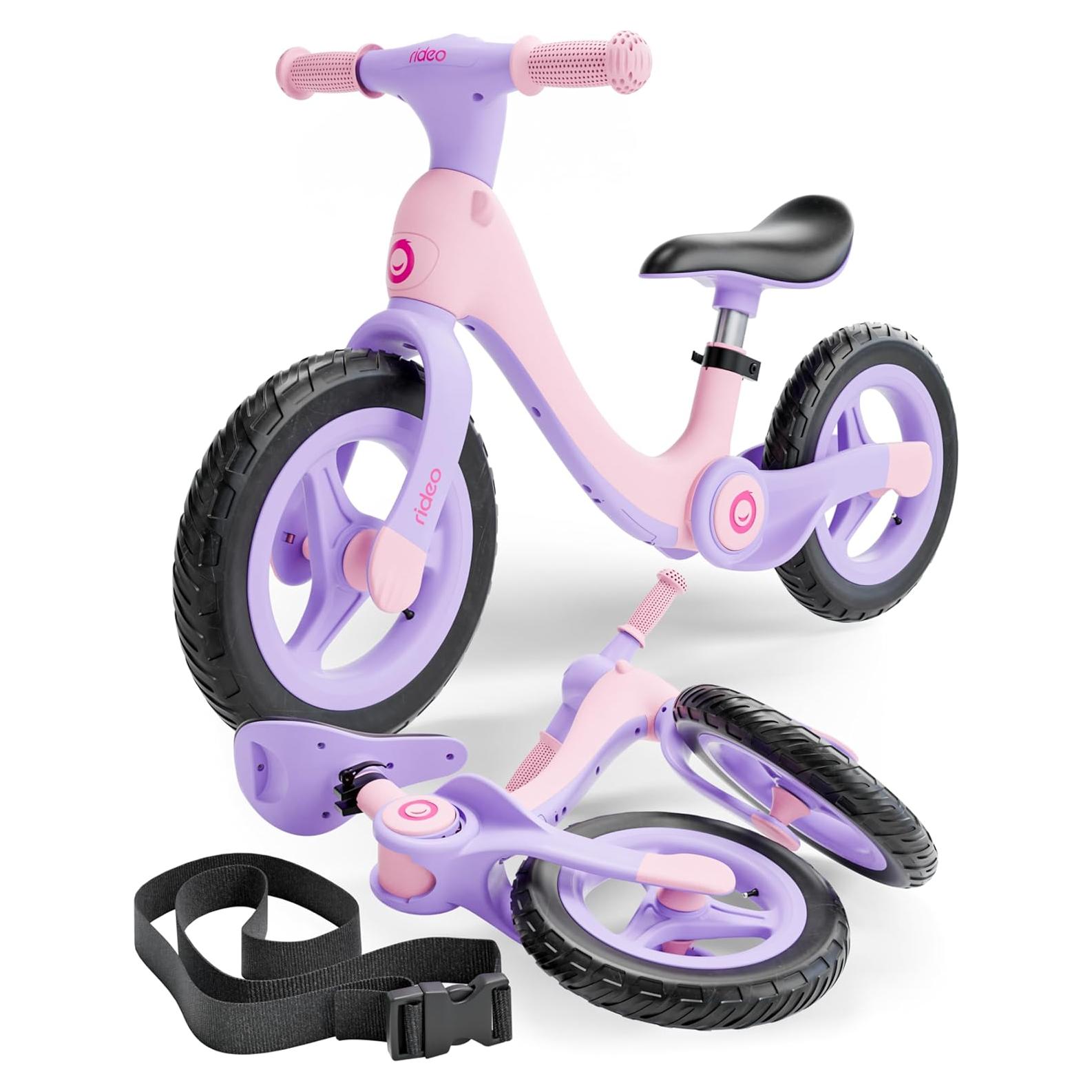 Bicicleta de Equilibrio Plegable Rideo 12" Rosa para Niños 3-5 Años