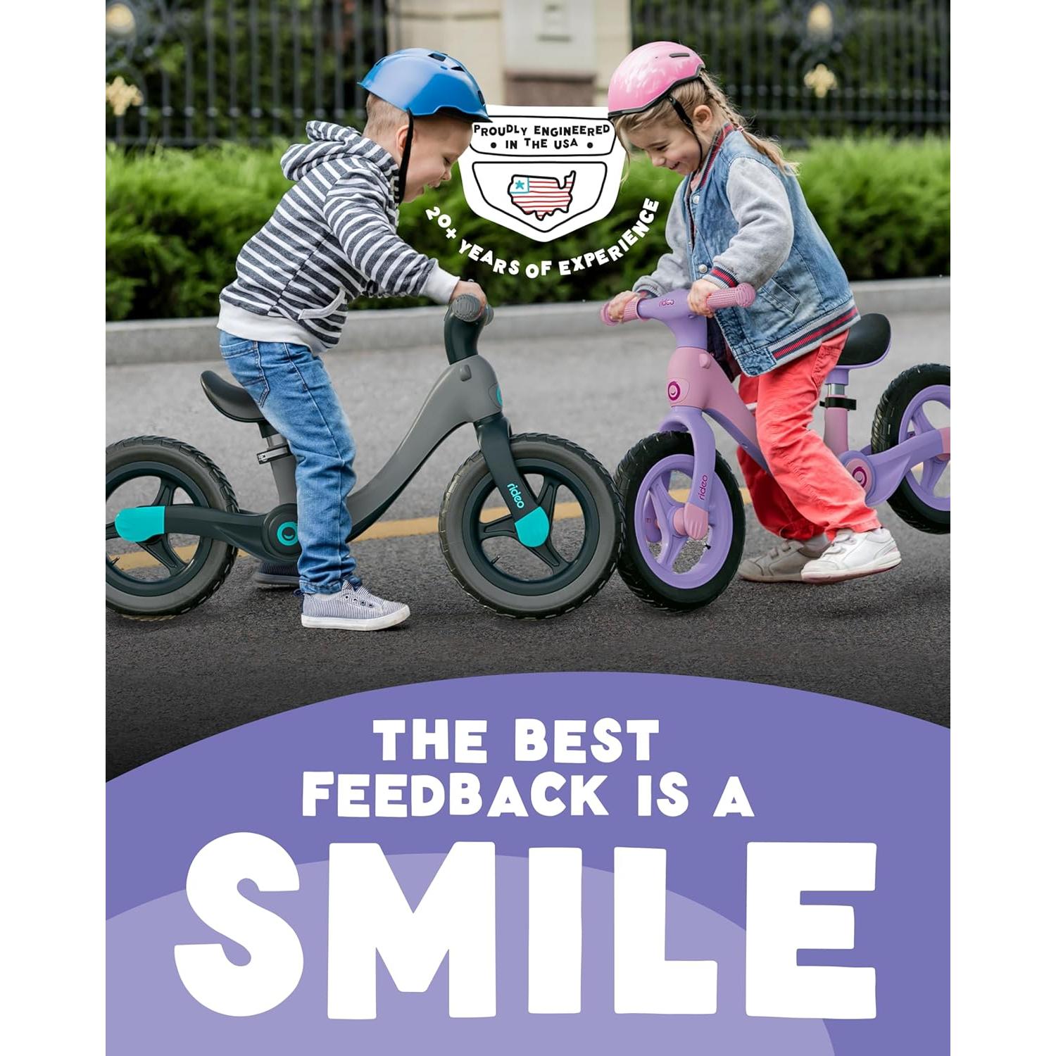 Bicicleta de Equilibrio Plegable Rideo 12" Rosa para Niños 3-5 Años