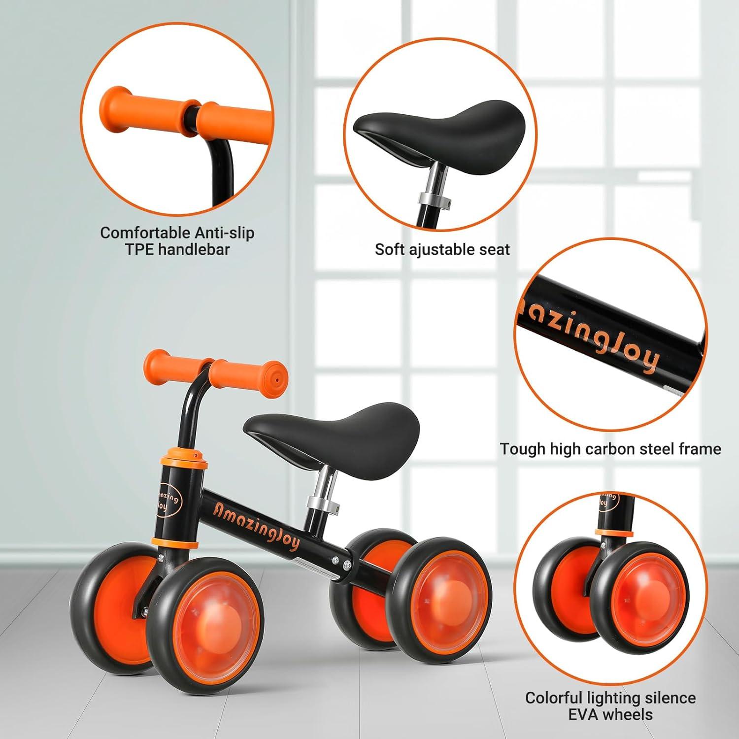 Bicicleta de Equilibrio AmazingJoy para Niños 1-3 Años con Luz