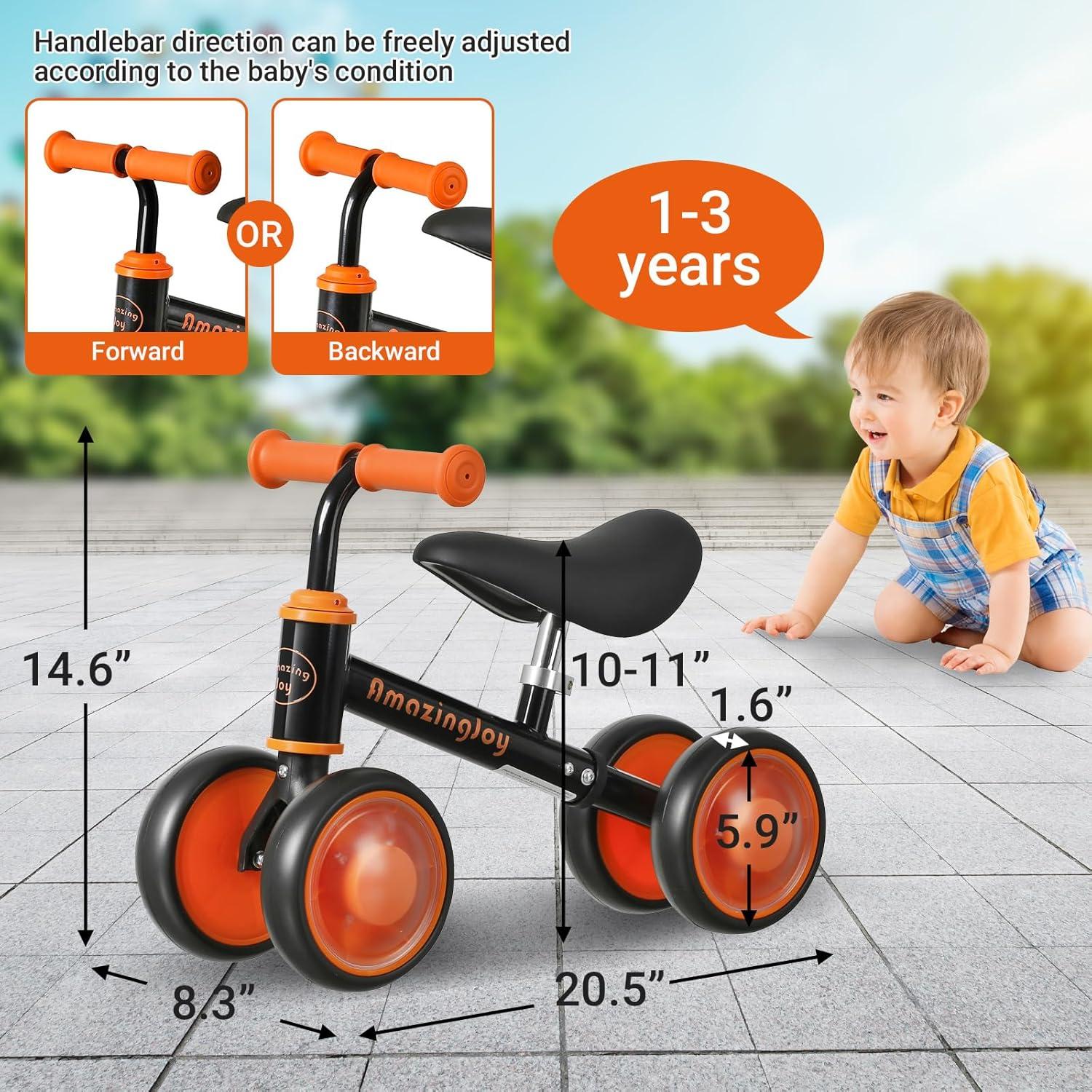 Bicicleta de Equilibrio AmazingJoy para Niños 1-3 Años con Luz