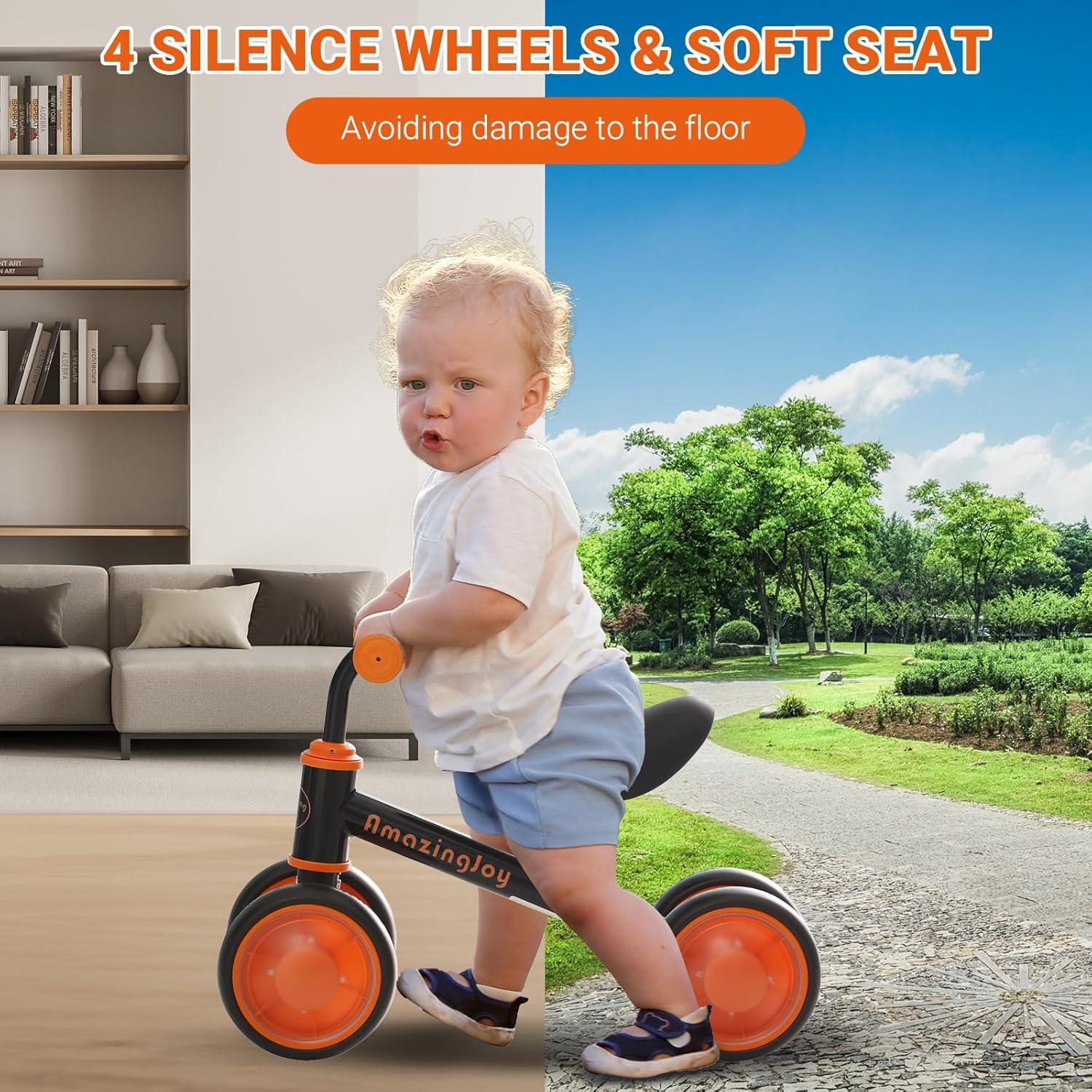 Bicicleta de Equilibrio AmazingJoy para Niños 1-3 Años con Luz