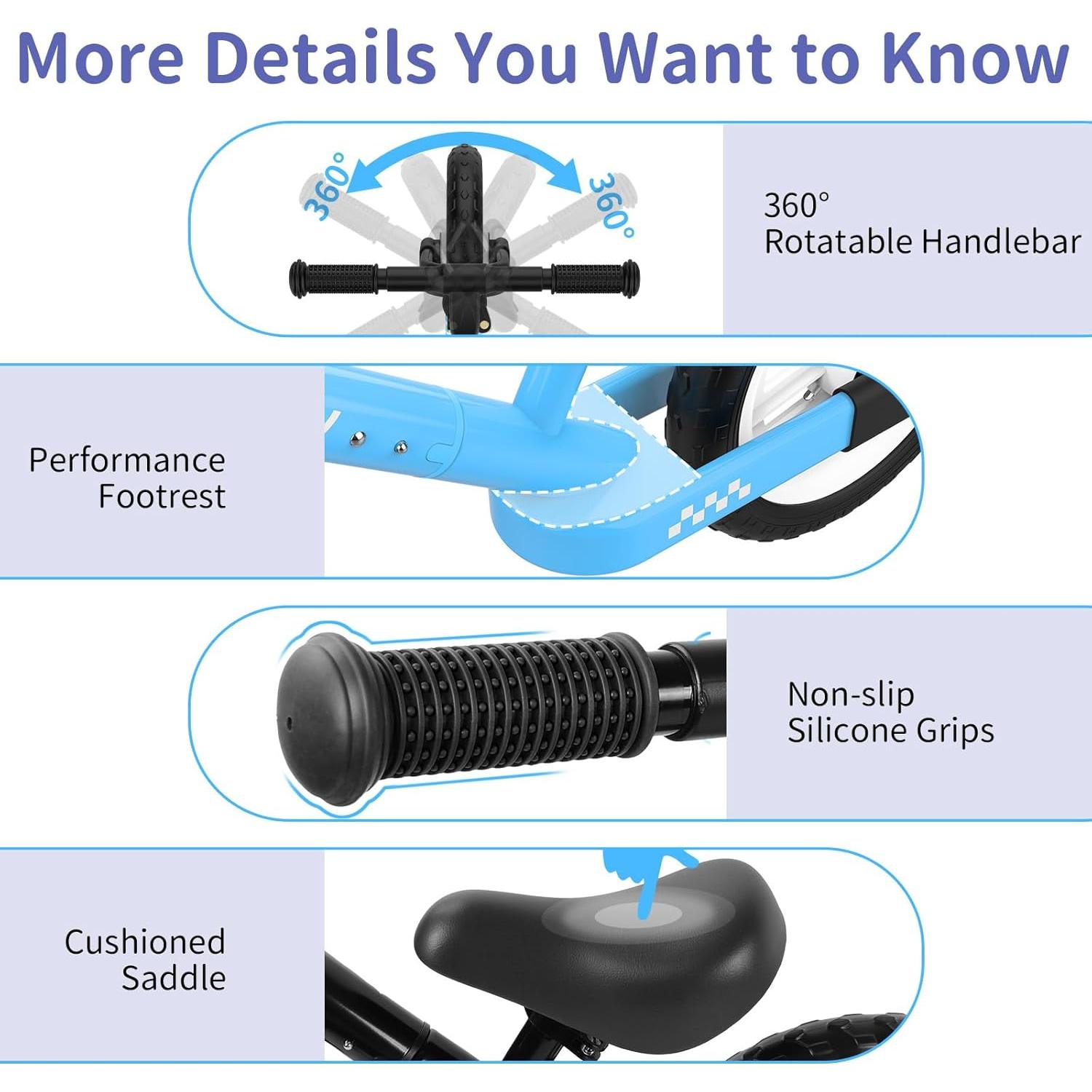 Bicicleta de Equilibrio BELEEV C3 para Niños 2-6 Años 12"