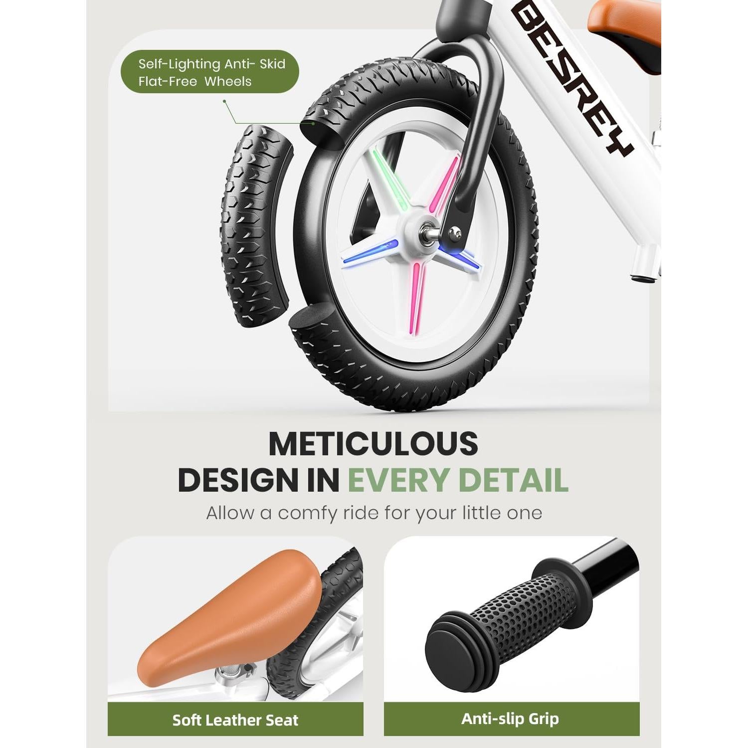 Bicicleta de Equilibrio besrey para Niños 2-5 Años, Ruedas 30 cm