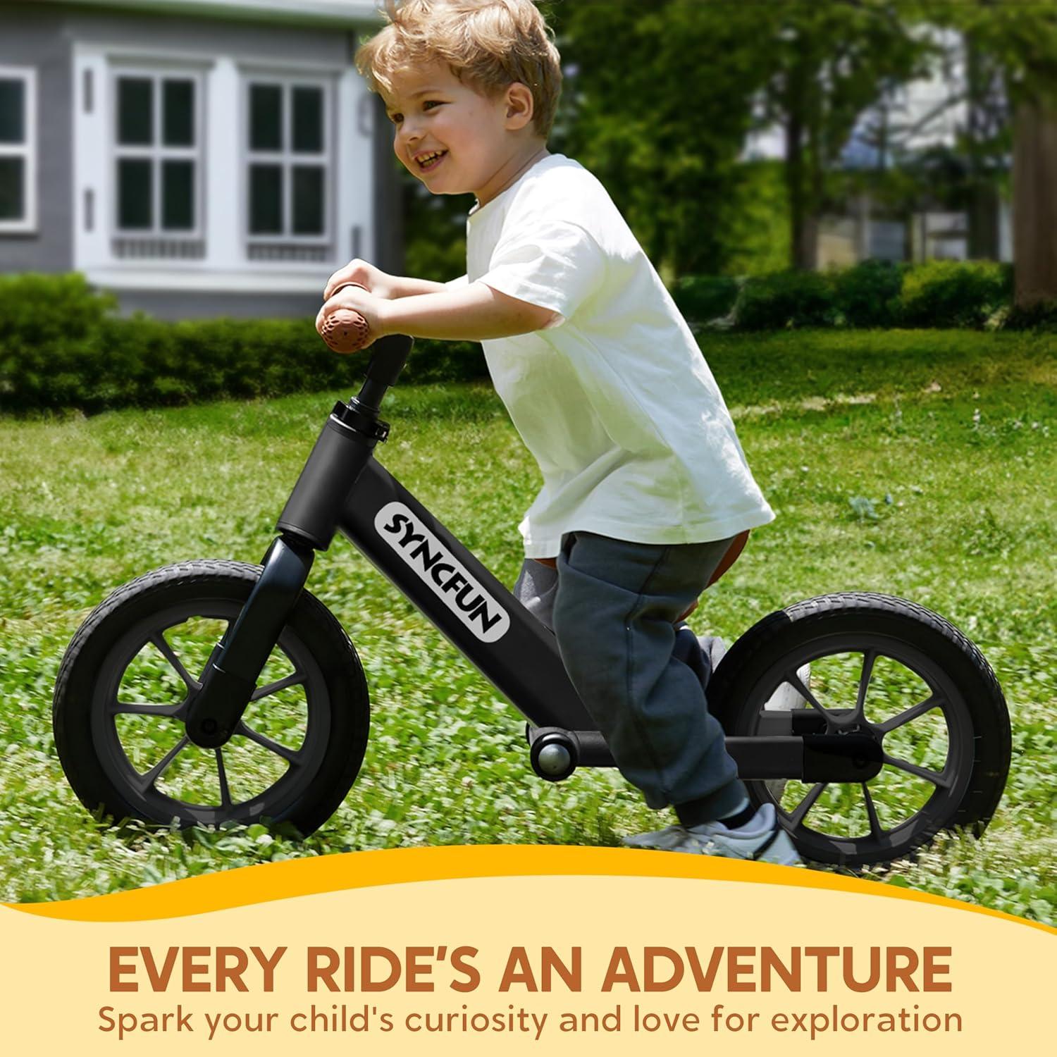 Bicicleta de Equilibrio SYNCFUN 12" para Niños 2-5 Años Negra
