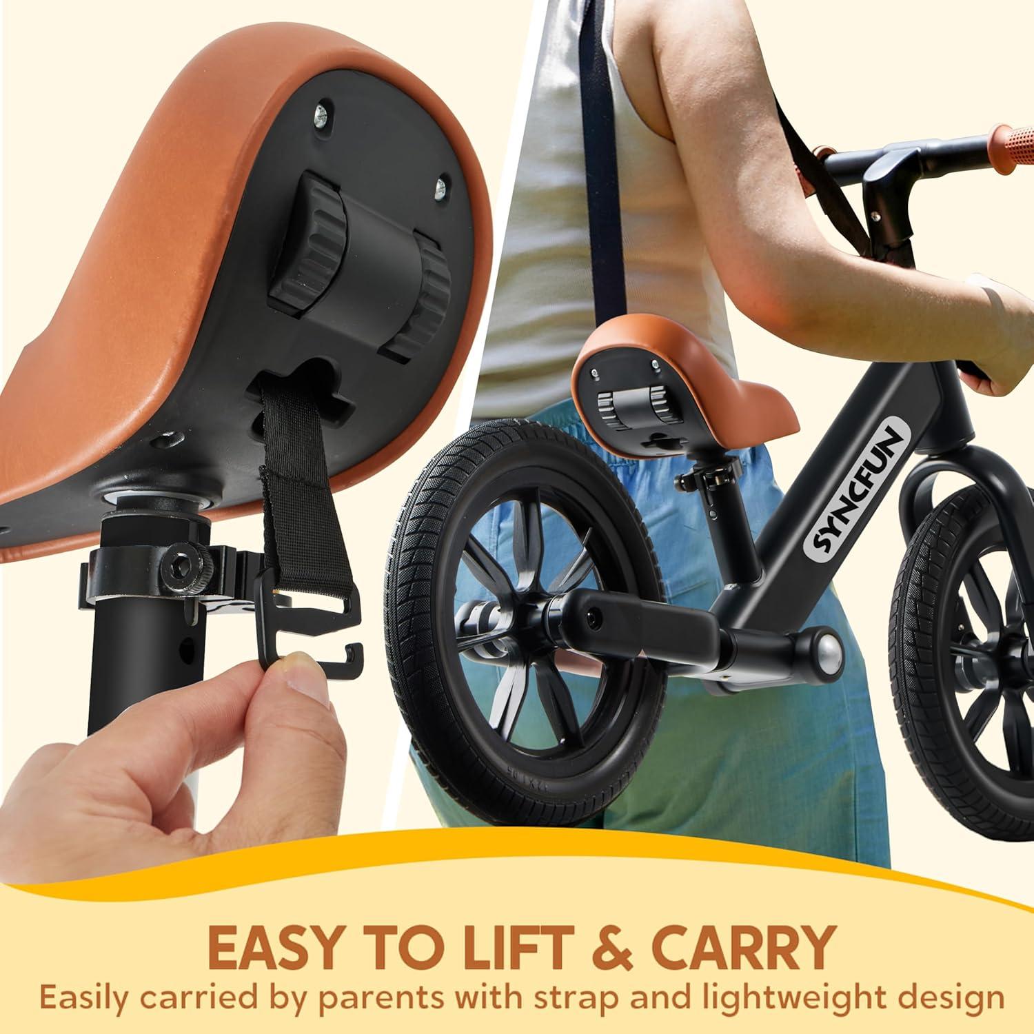 Bicicleta de Equilibrio SYNCFUN 12" para Niños 2-5 Años Negra