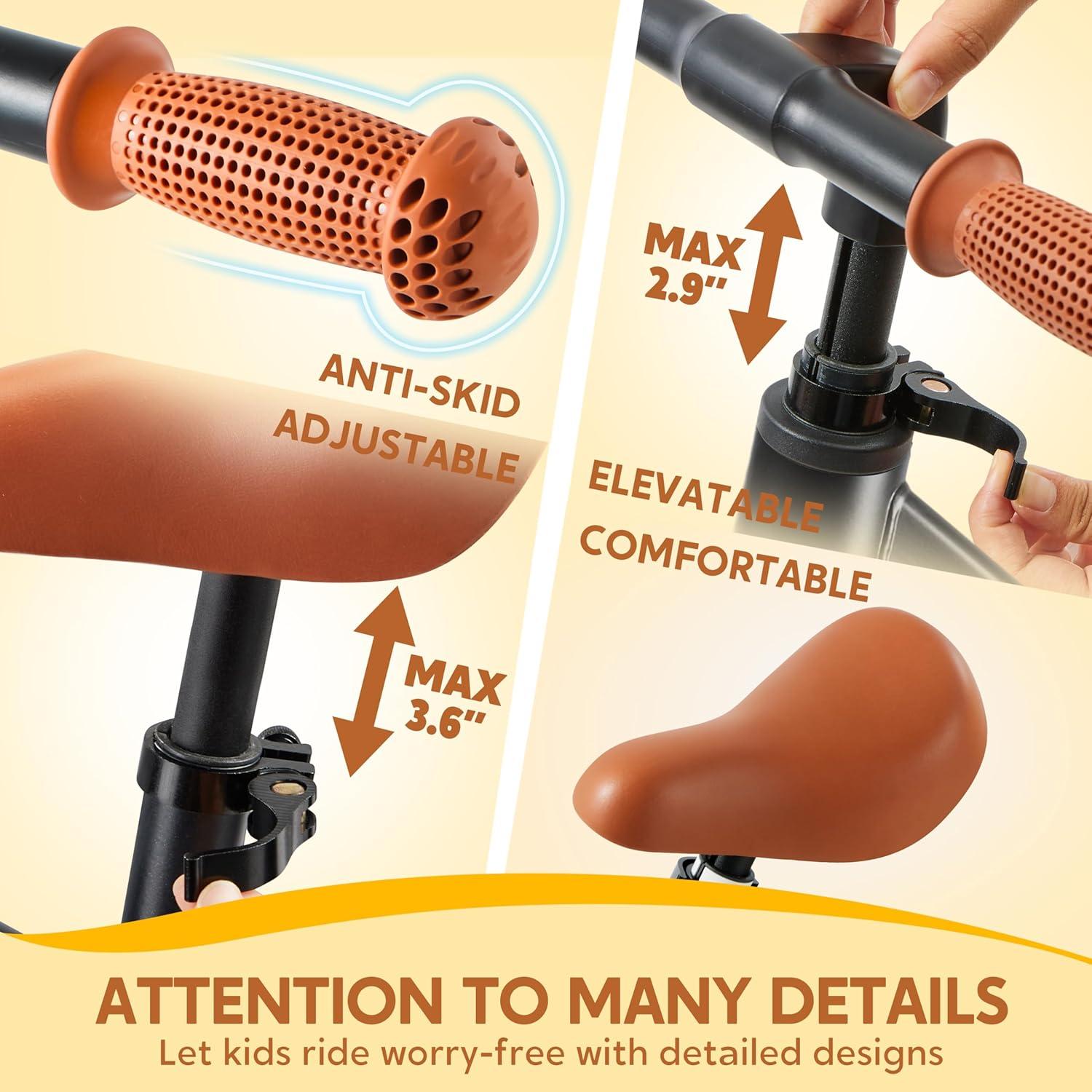 Bicicleta de Equilibrio SYNCFUN 12" para Niños 2-5 Años Negra