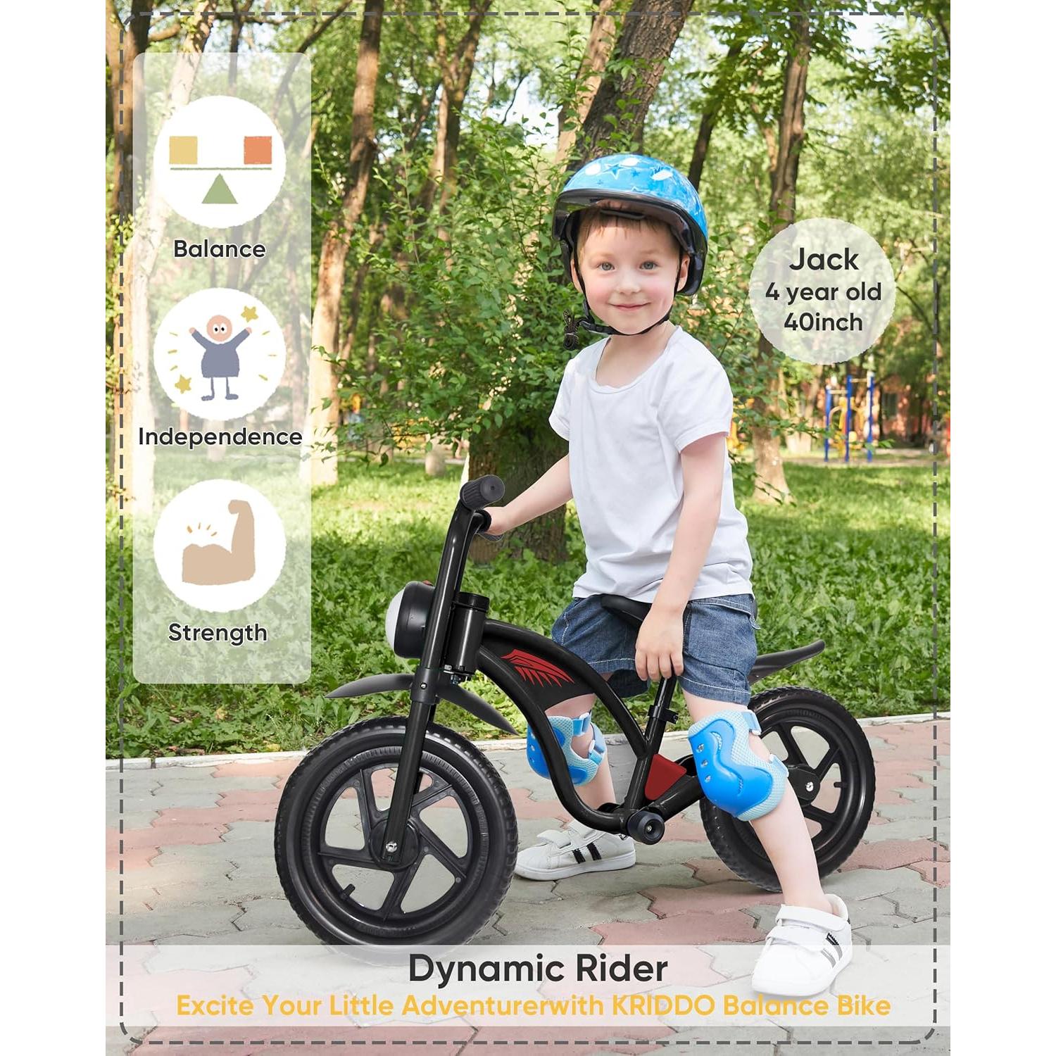 Bicicleta de Equilibrio KRIDDO para Niños 2-5 Años con Luz