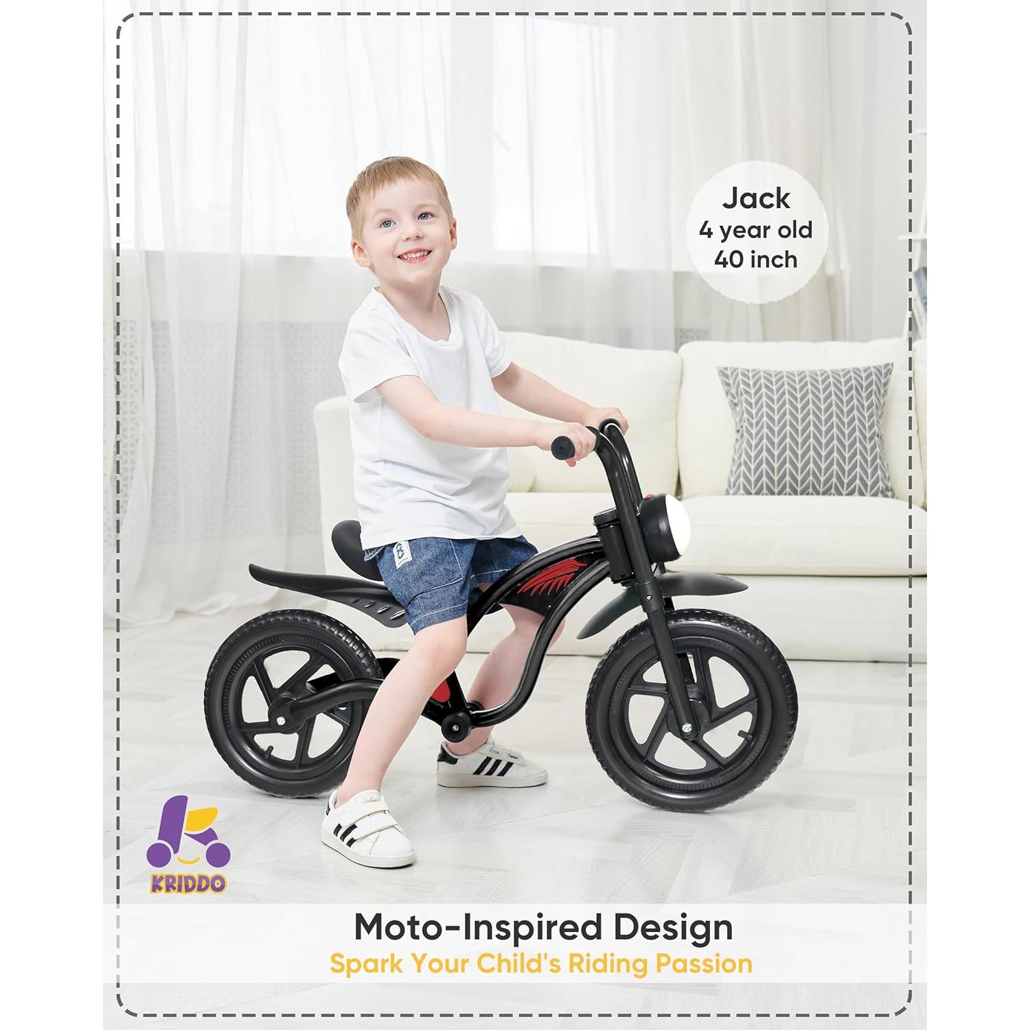 Bicicleta de Equilibrio KRIDDO para Niños 2-5 Años con Luz