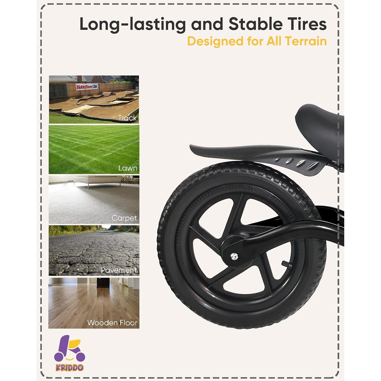 Bicicleta de Equilibrio KRIDDO para Niños 2-5 Años con Luz