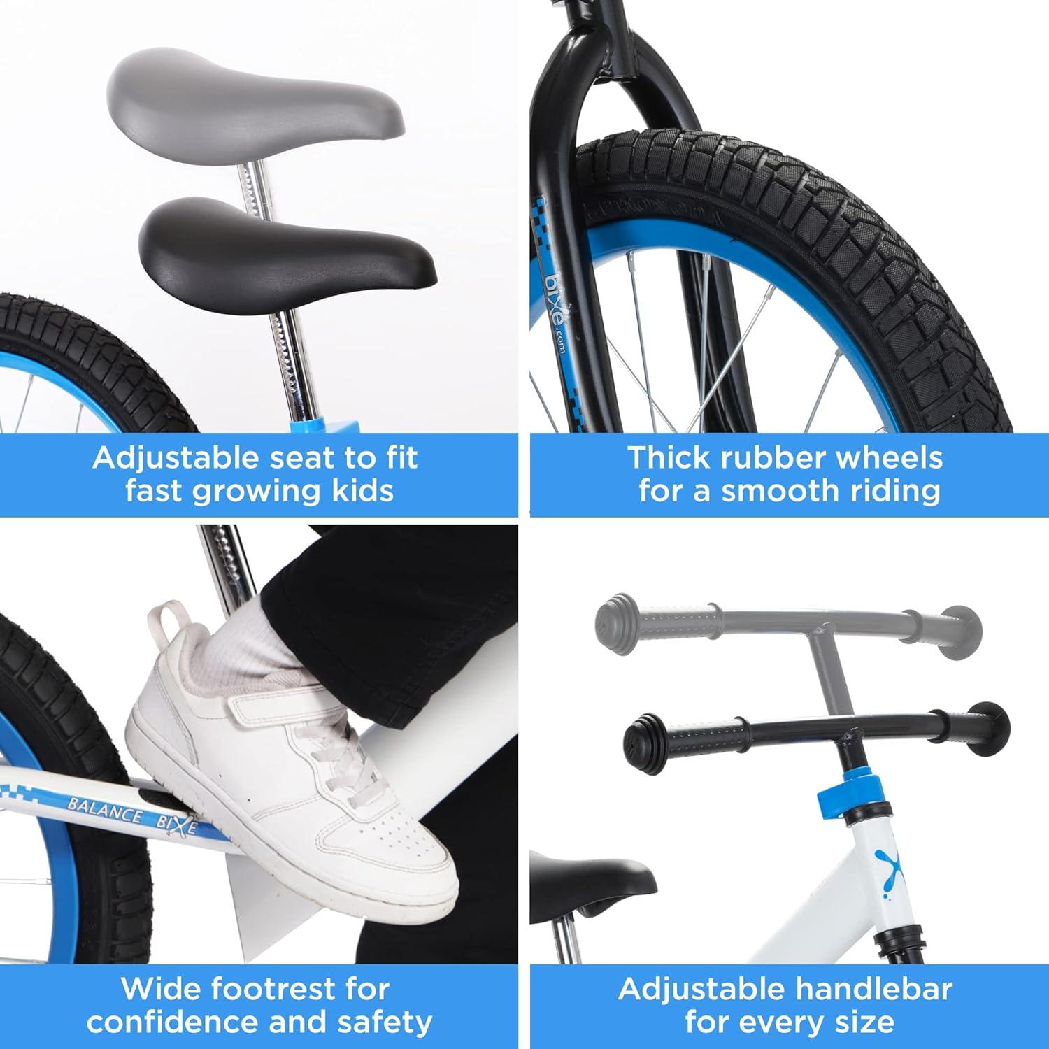 Bicicleta de Equilibrio Bixe 16" para Niños 4-9 Años Azul