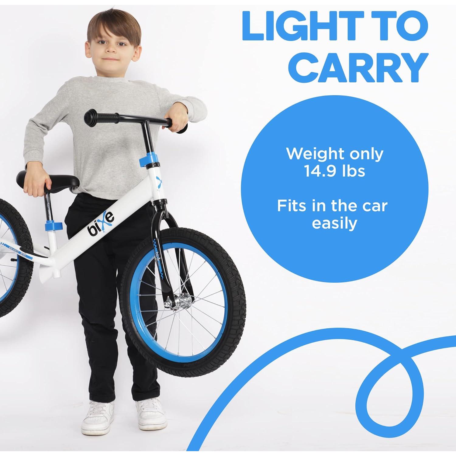 Bicicleta de Equilibrio Bixe 16" para Niños 4-9 Años Azul