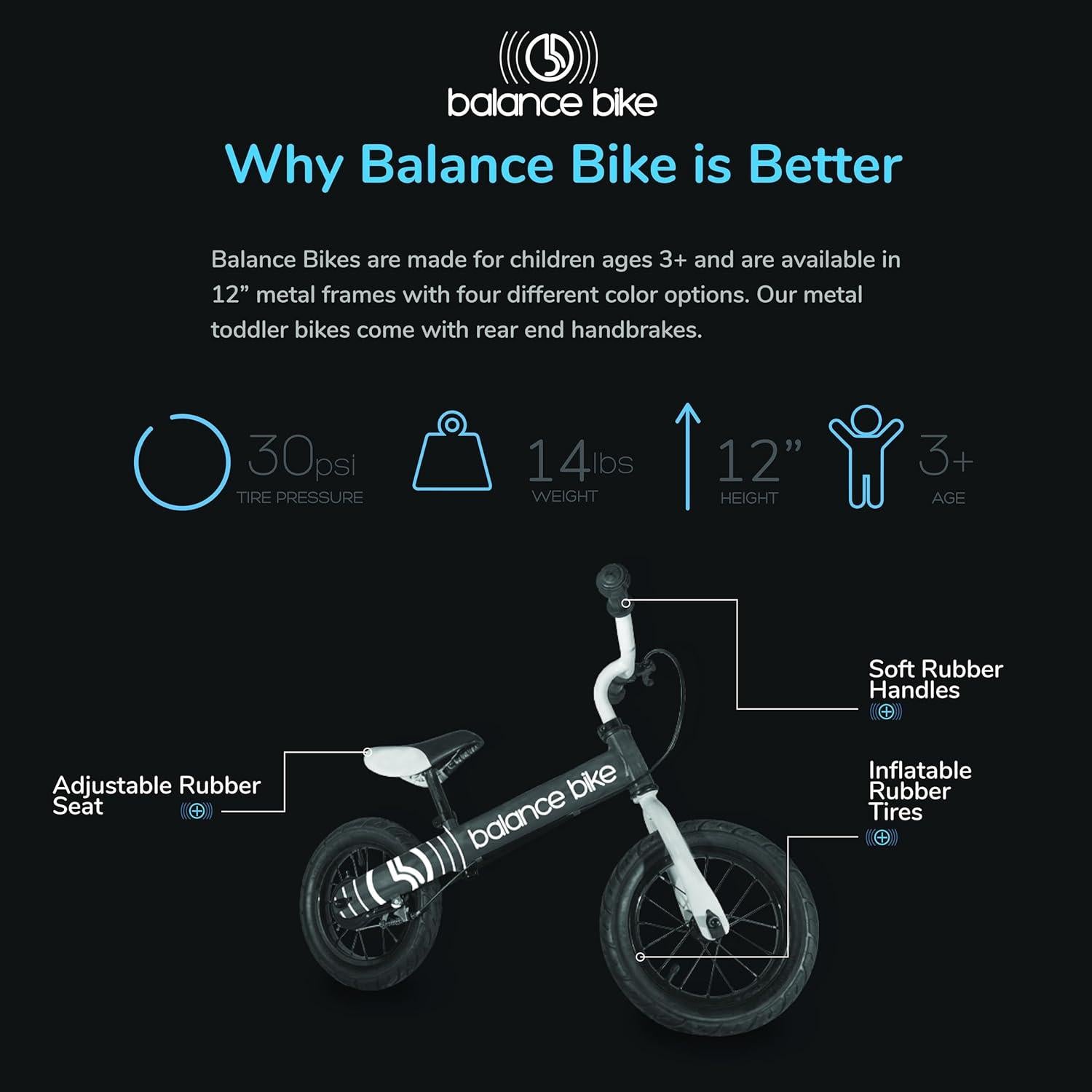 Bicicleta de Equilibrio 12 Sport para Niños - Ajustable y Segura