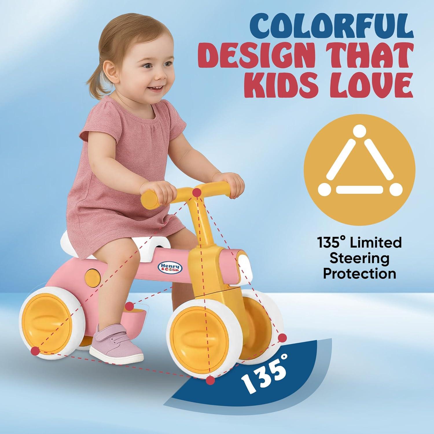 Bicicleta de Equilibrio Rosa Henry & Colin para Bebés 1-3 Años