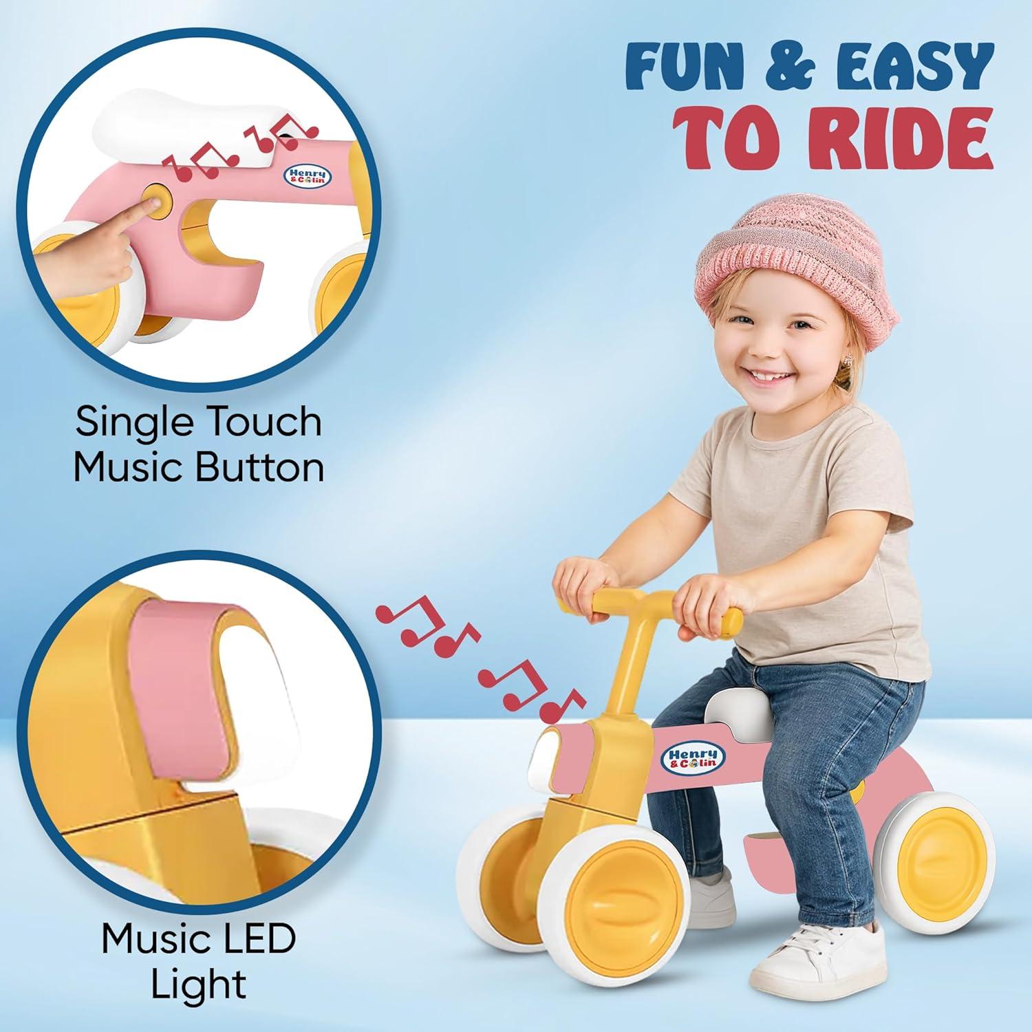 Bicicleta de Equilibrio Rosa Henry & Colin para Bebés 1-3 Años