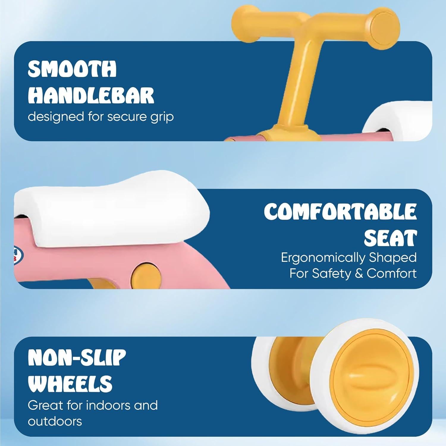 Bicicleta de Equilibrio Rosa Henry & Colin para Bebés 1-3 Años