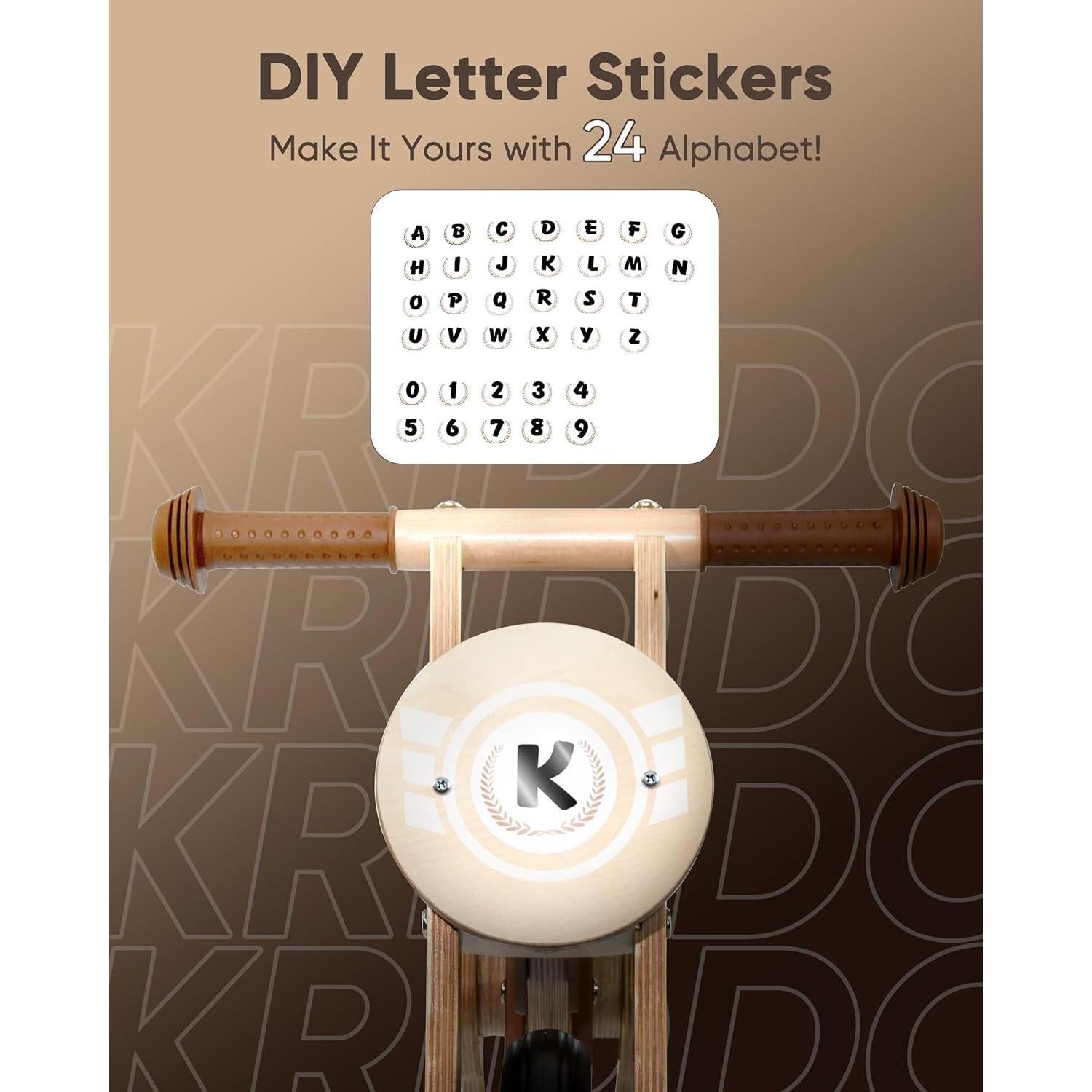 Bicicleta de Equilibrio KRIDDO para Niños 2-4 Años Madera