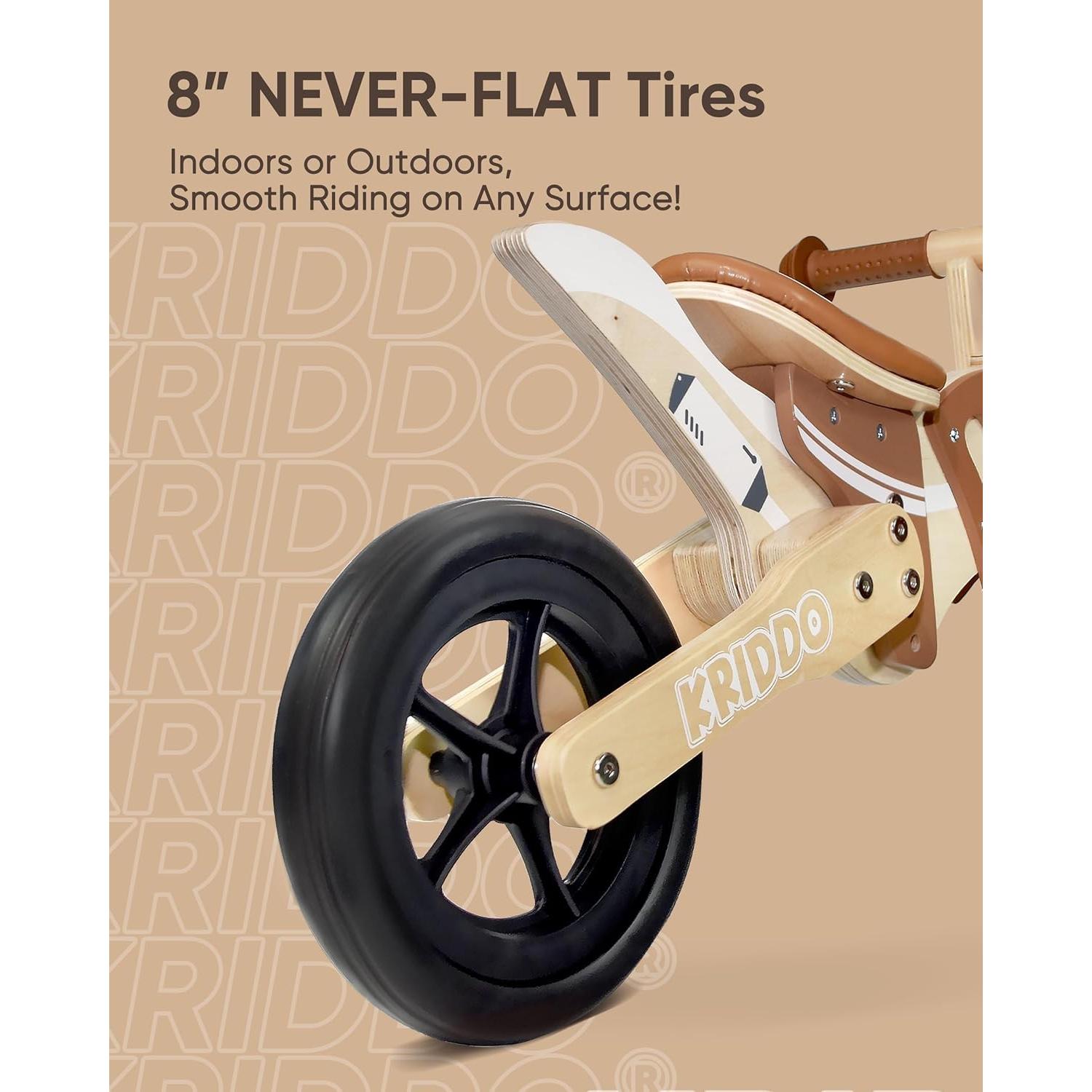 Bicicleta de Equilibrio KRIDDO para Niños 2-4 Años Madera