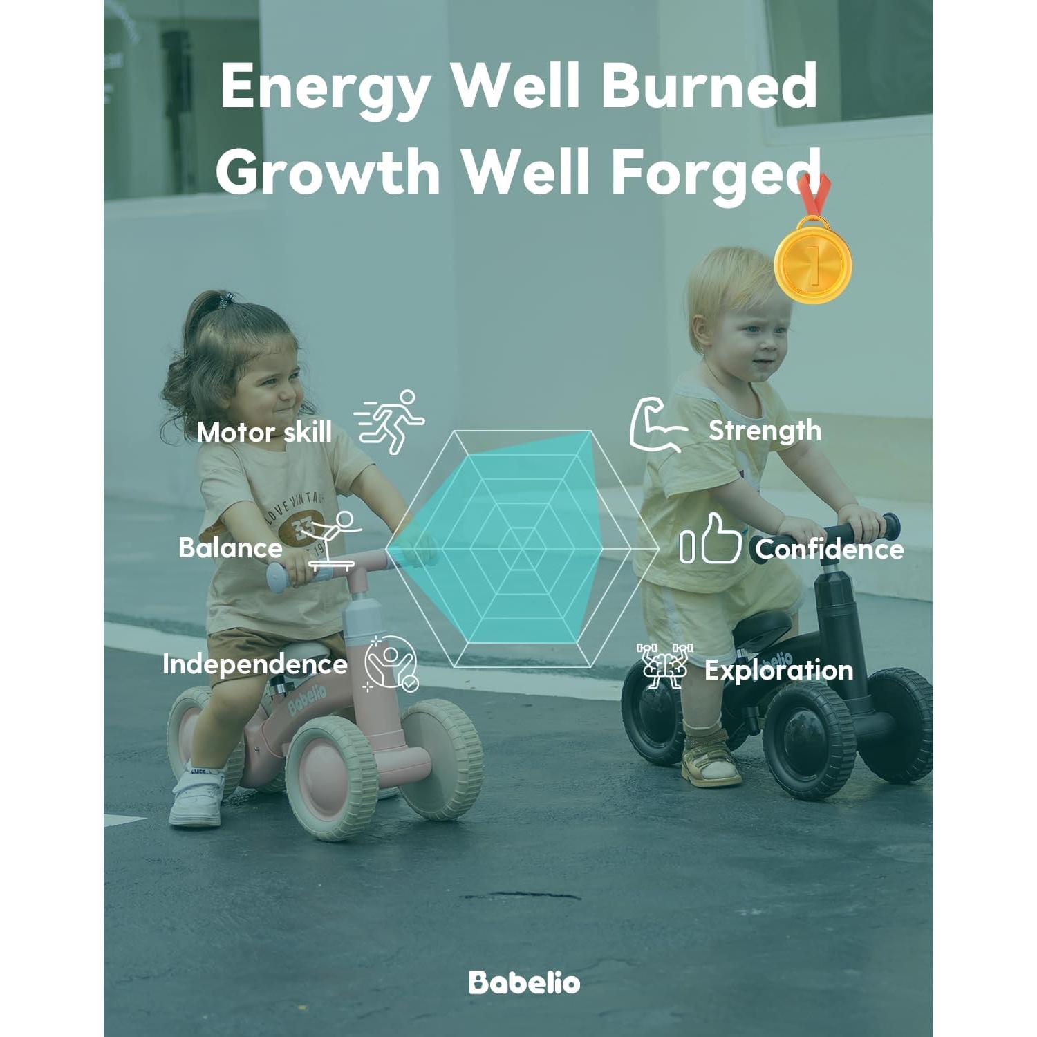 Bicicleta de Equilibrio BABELIO BS01 para Bebés 10-36 Meses - Negro