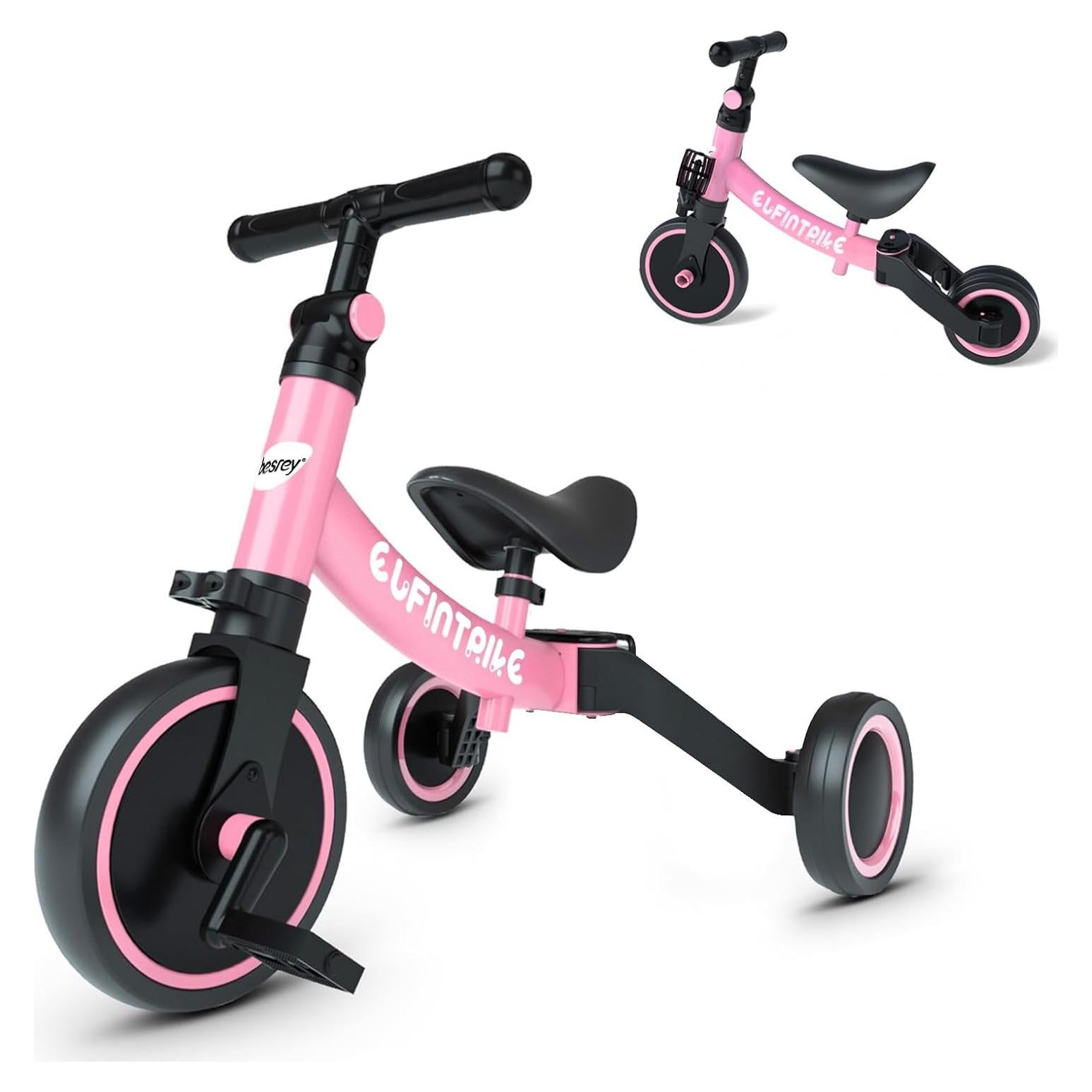 Bicicleta 5 en 1 besrey BR-C727 para niños 1-4 años Rosa