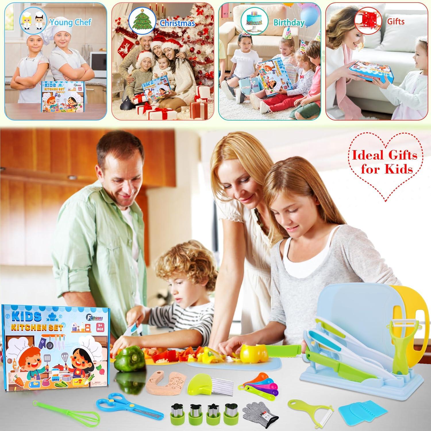 Set de Cocina Montessori FCSONU 24 Pcs para Niños con Cuchillos