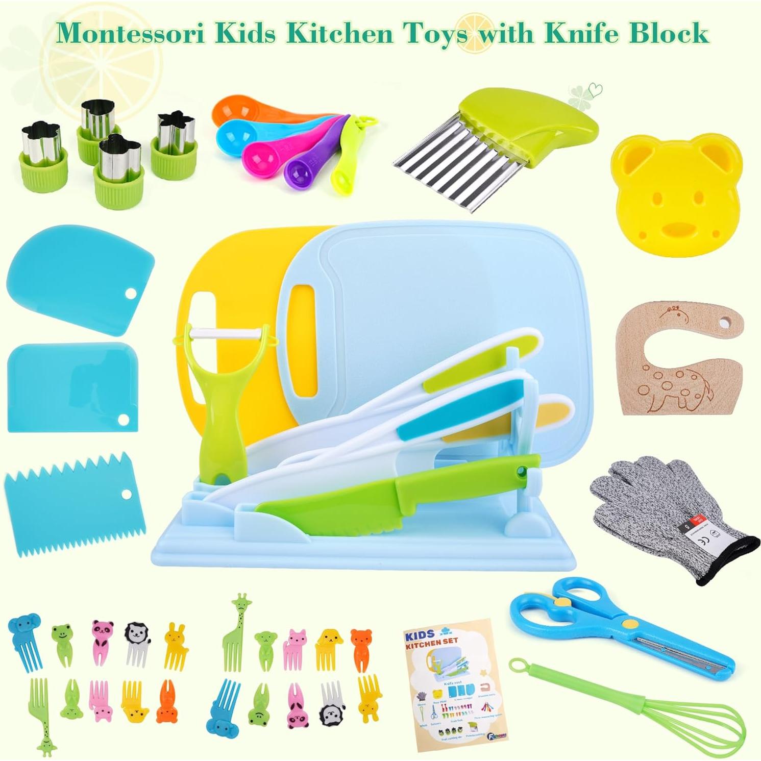 Set de Cocina Montessori FCSONU 24 Pcs para Niños con Cuchillos