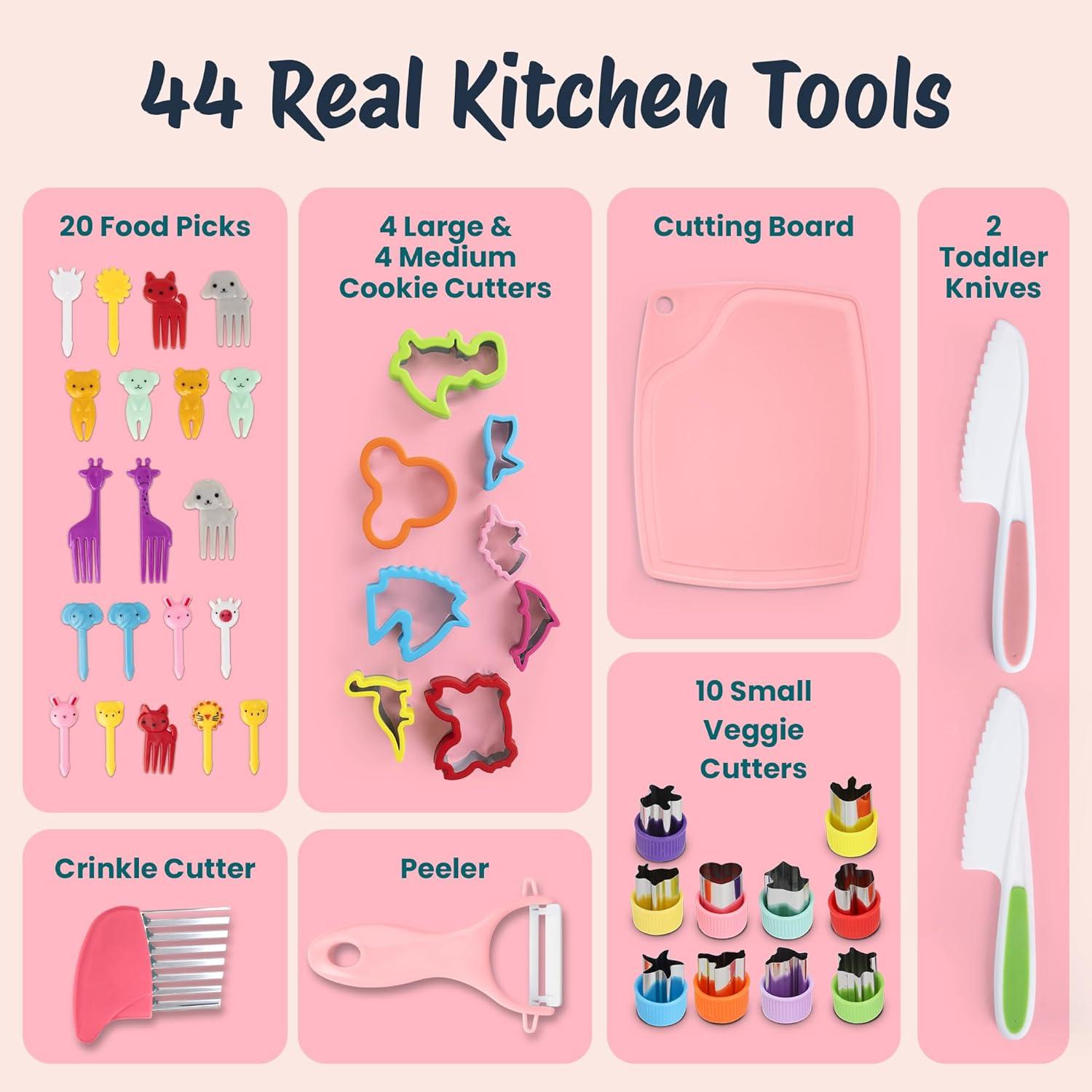 Set de Cocina para Niños Perlli 44 Piezas Rosa Seguro