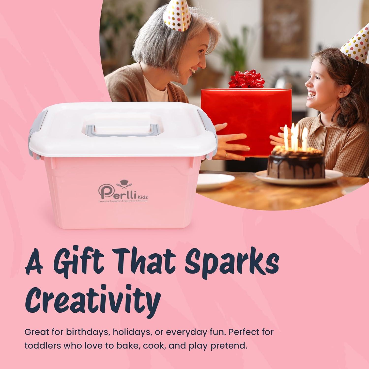 Set de Cocina para Niños Perlli 44 Piezas Rosa Seguro