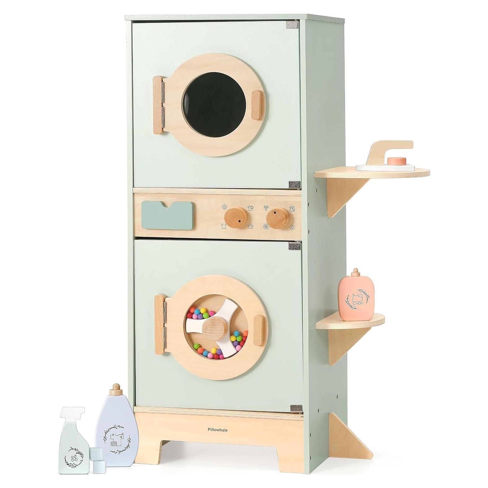 Juego de Lavadora y Secadora de Madera Pillowhale 2 en 1