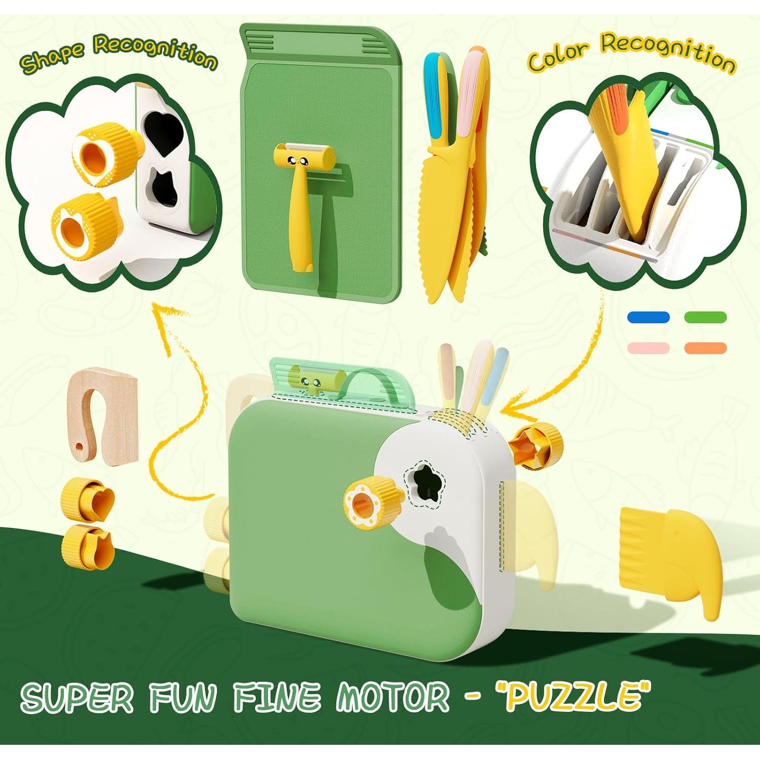 Set de Cuchillos Montessori para Niños - Verde, 14 Piezas