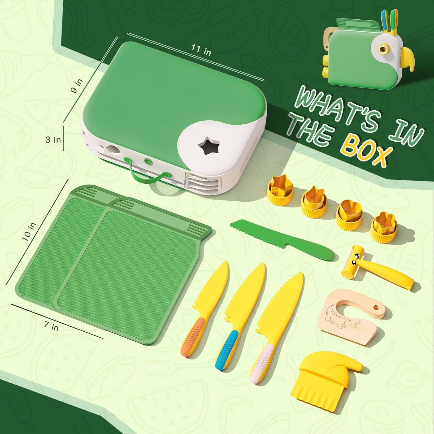 Set de Cuchillos Montessori para Niños - Verde, 14 Piezas
