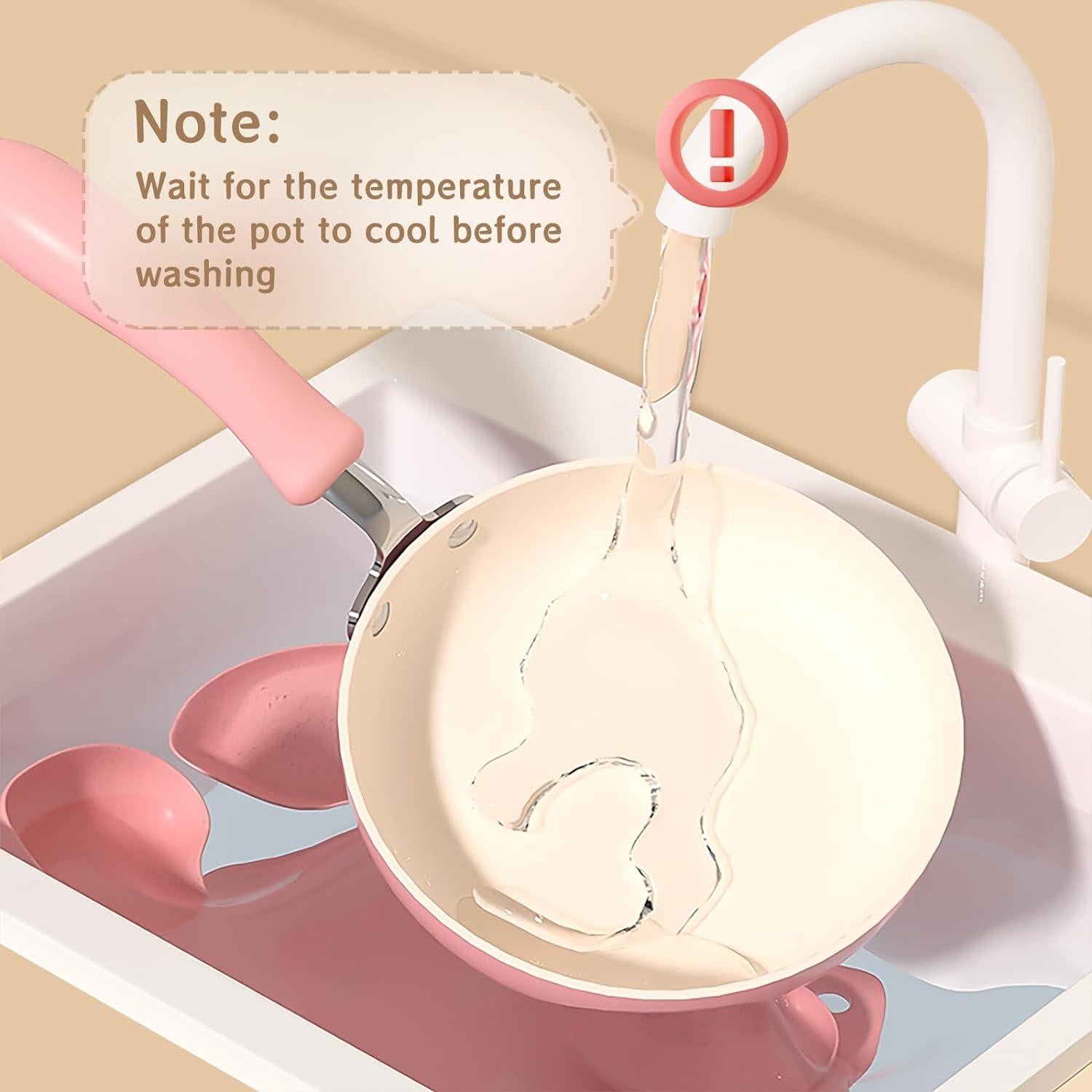 Conjunto de Cocina Montessori Cicicooie Rosa 14 Piezas para Niños