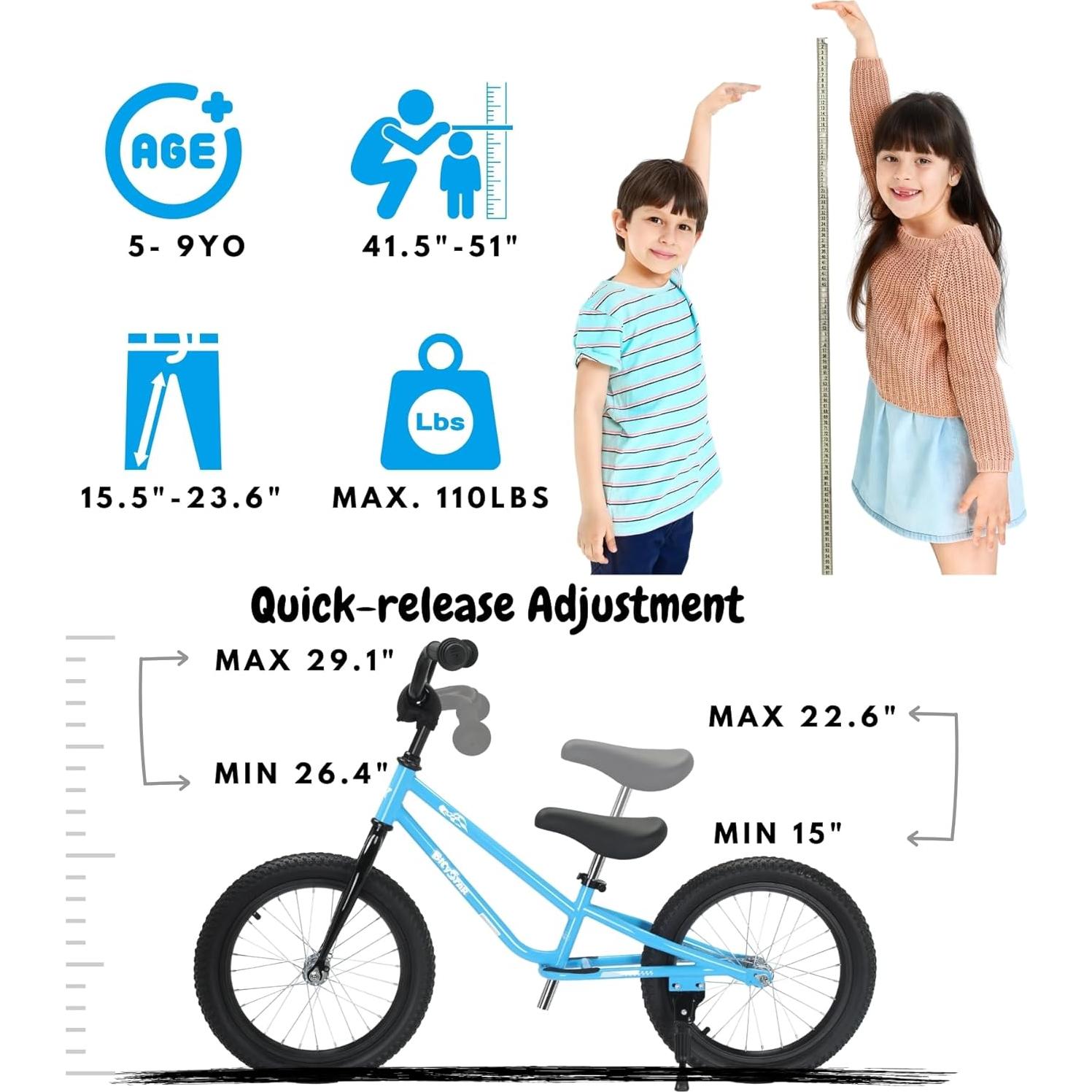 Bicicleta de Equilibrio BICYSTAR 16" Ajustable para Niños