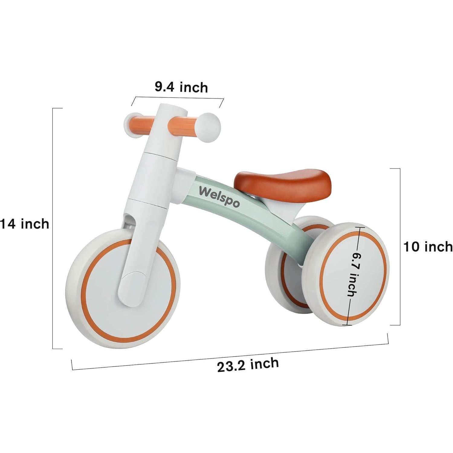 Bicicleta de Equilibrio Welspo para Bebés 12-24 Meses Naranja