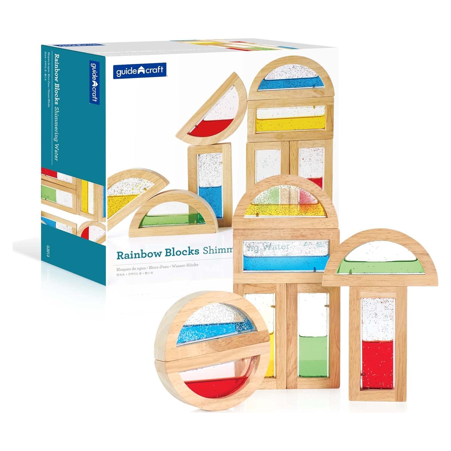 Bloques Arcoíris Guidecraft - Agua Brillante, 8 Piezas, 2-7 Años