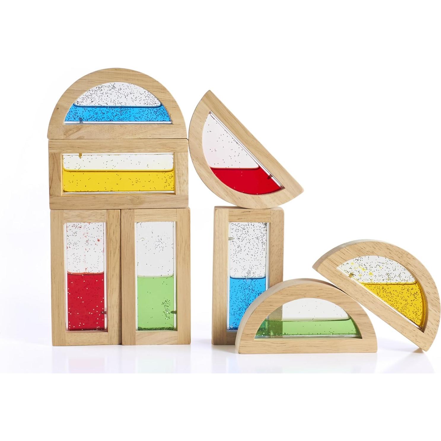 Bloques Arcoíris Guidecraft - Agua Brillante, 8 Piezas, 2-7 Años