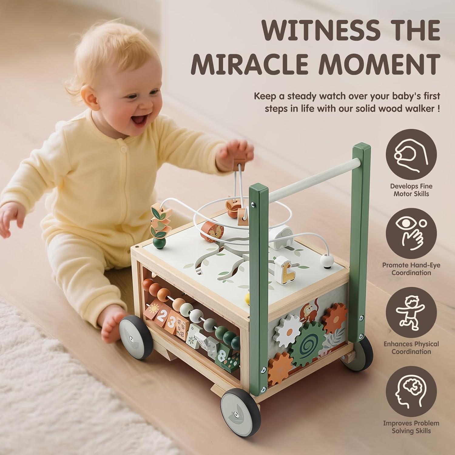 Andador de Madera Joyreal 9 en 1 con Cubo de Actividades