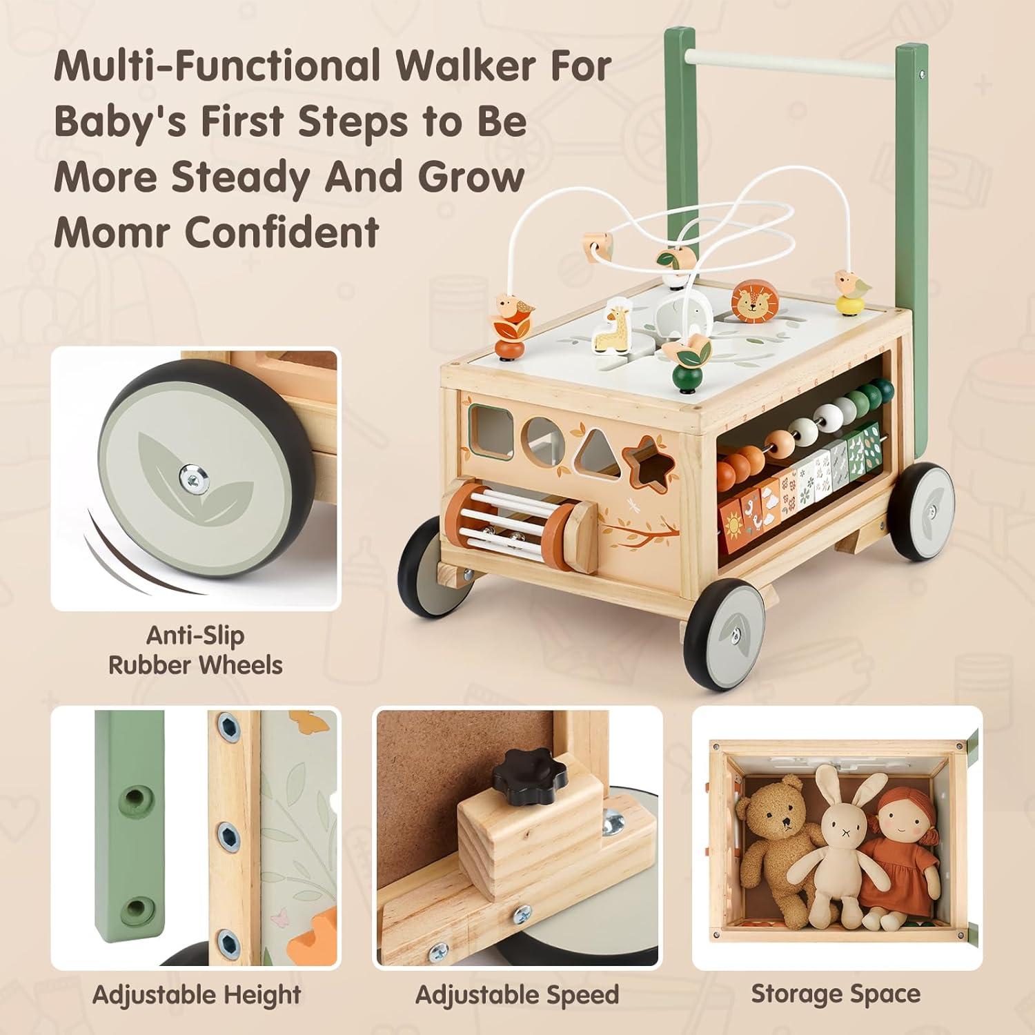 Andador de Madera Joyreal 9 en 1 con Cubo de Actividades