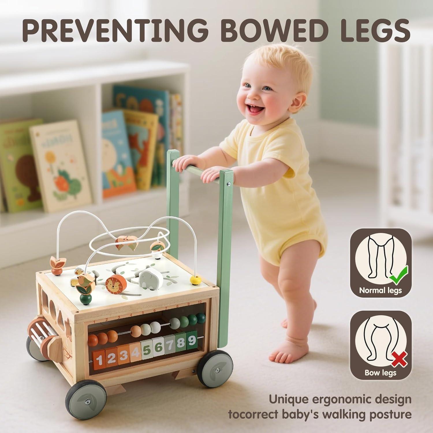 Andador de Madera Joyreal 9 en 1 con Cubo de Actividades