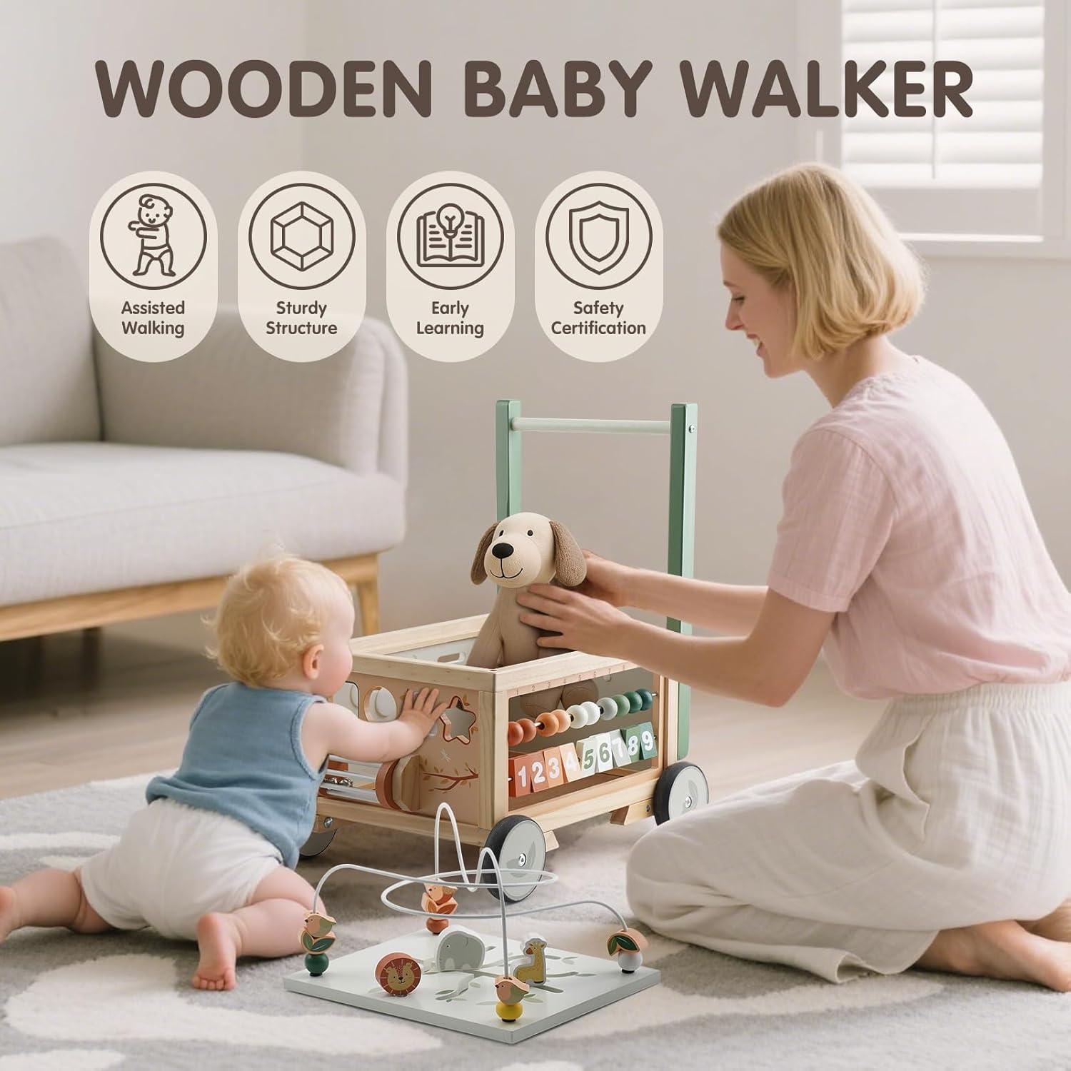 Andador de Madera Joyreal 9 en 1 con Cubo de Actividades