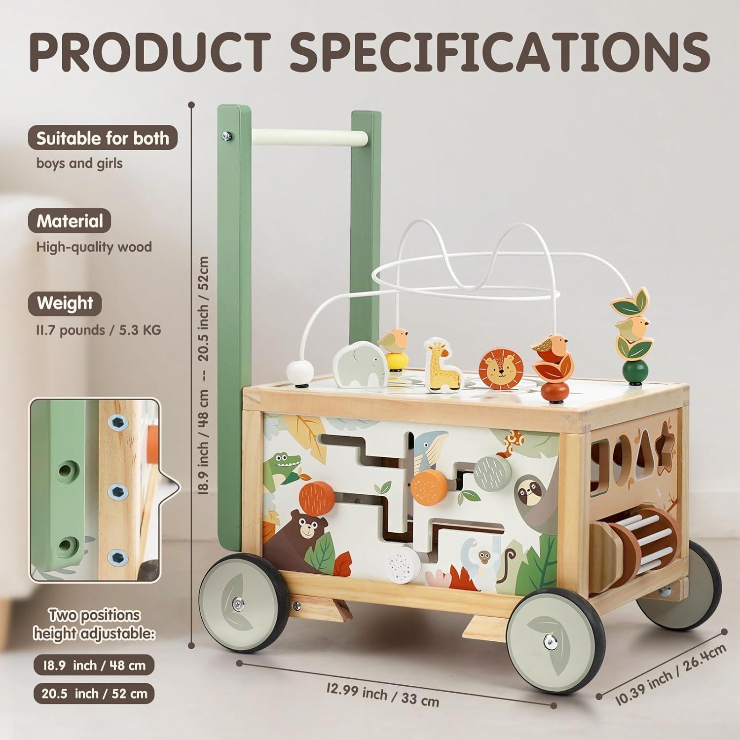 Andador de Madera Joyreal 9 en 1 con Cubo de Actividades