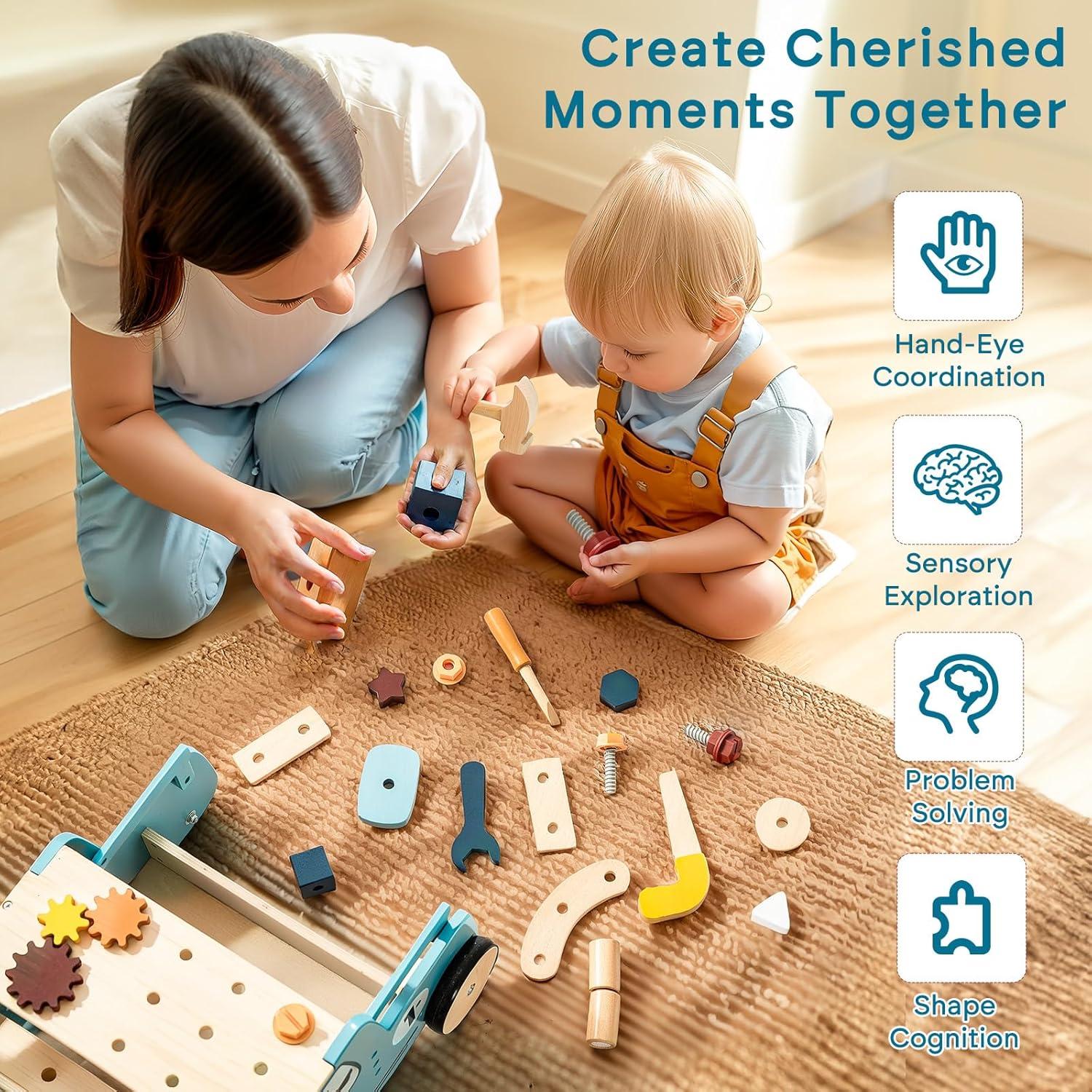 Andador de Madera OESSUF 2-en-1 con 40 Juguetes para Bebés