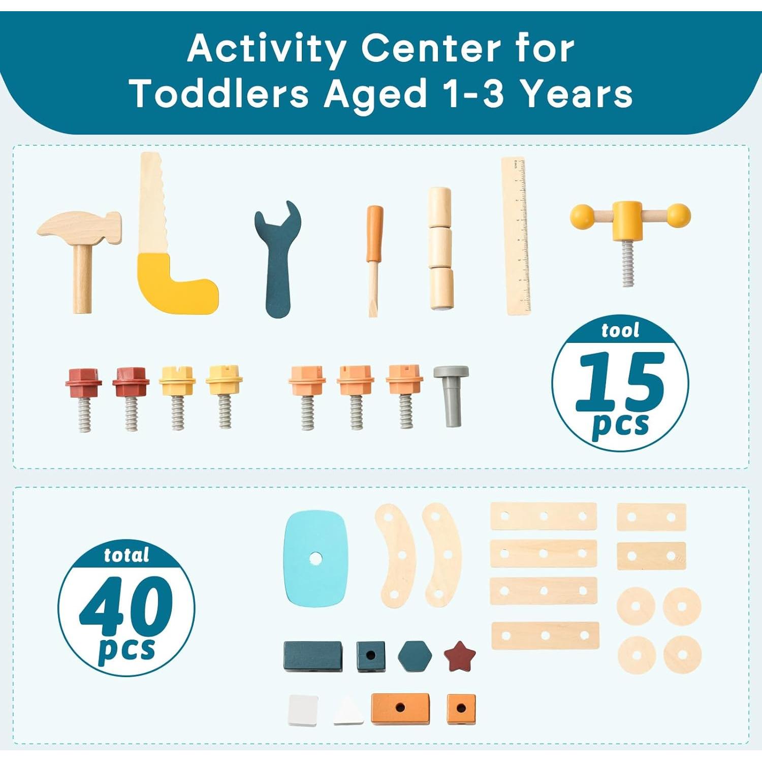 Andador de Madera OESSUF 2-en-1 con 40 Juguetes para Bebés