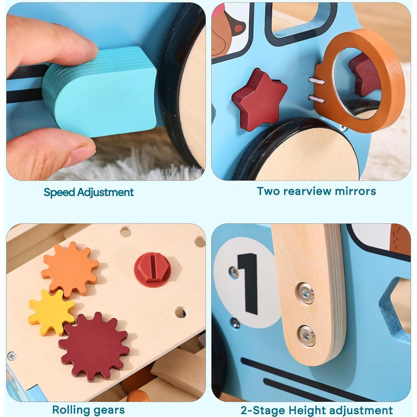 Andador de Madera OESSUF 2-en-1 con 40 Juguetes para Bebés