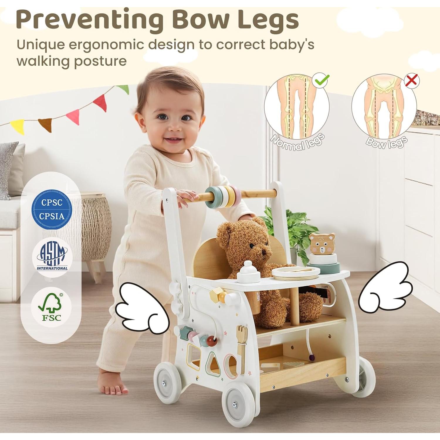 Andador de Madera Labebe para Bebés 18M+ con Actividades