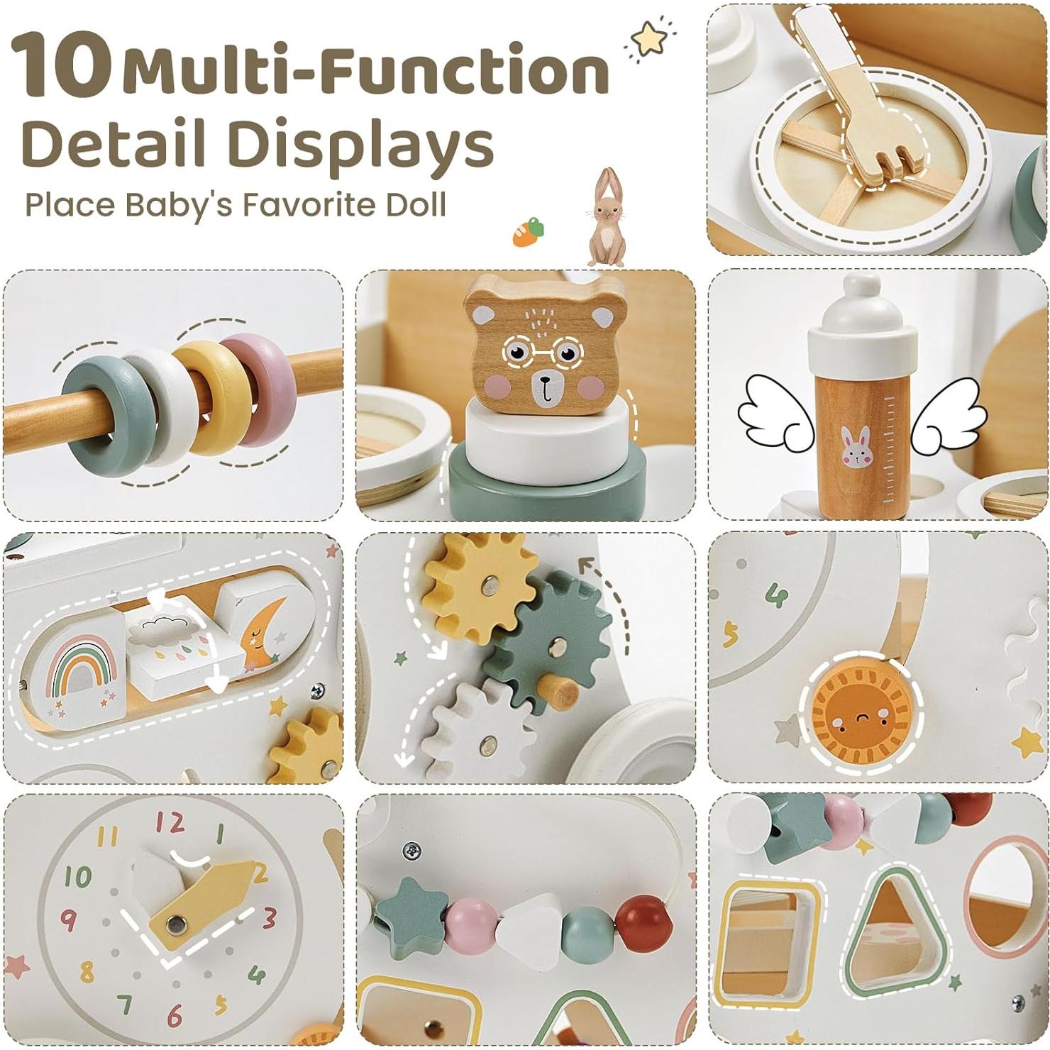 Andador de Madera Labebe para Bebés 18M+ con Actividades