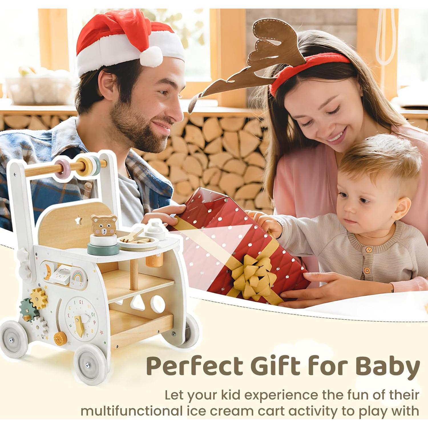 Andador de Madera Labebe para Bebés 18M+ con Actividades