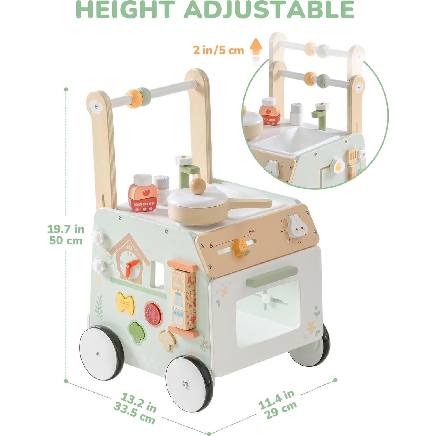 Caminador de Madera ROBUD Granja Ajustable para Bebés 10+ Meses