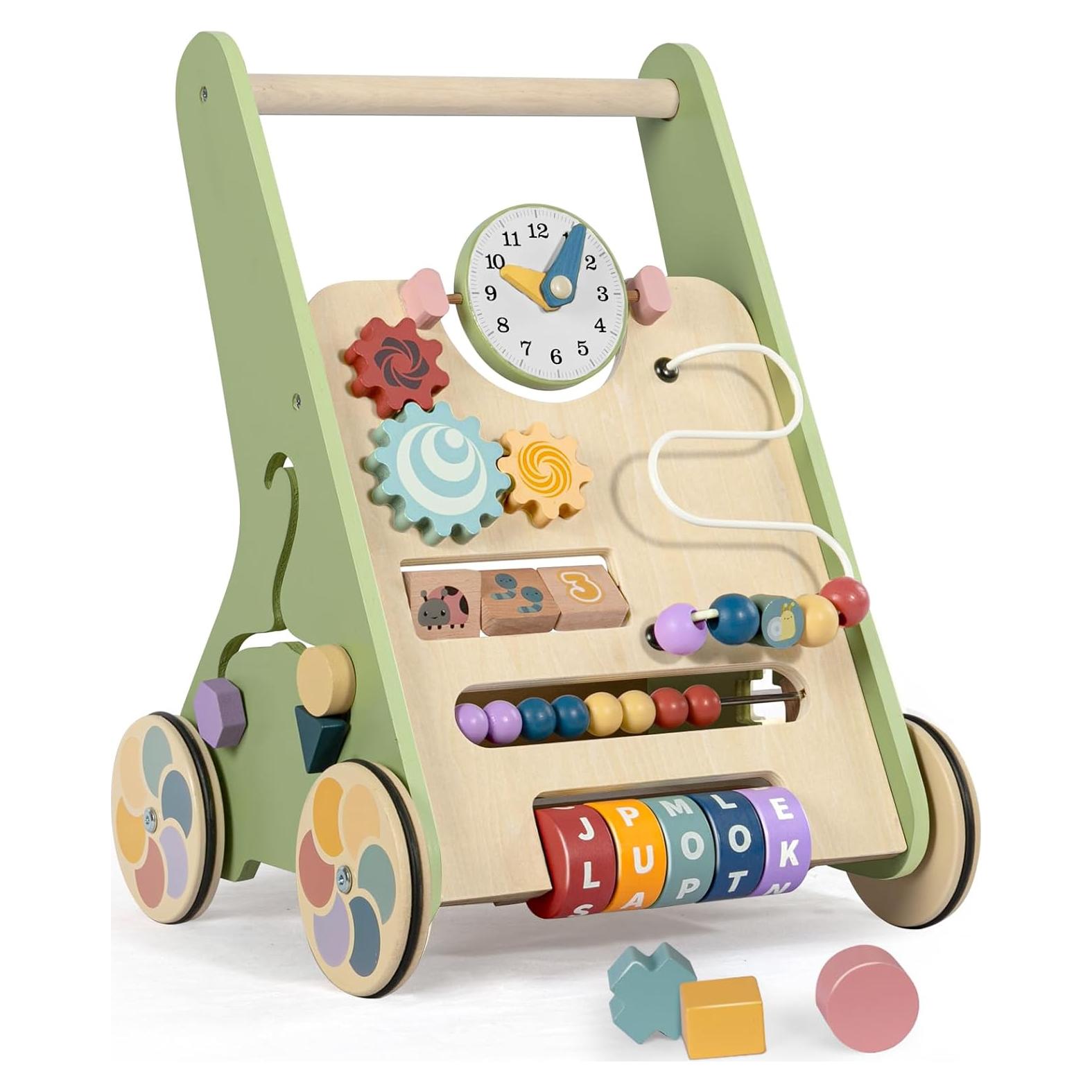 Andador de Madera LOL-FUN Verde para Bebé 6-12 Meses