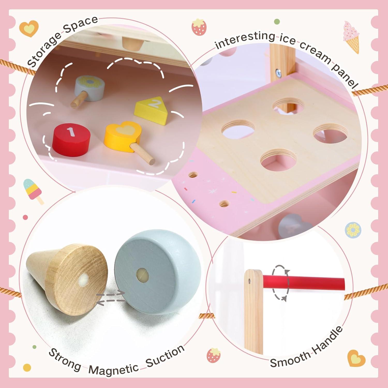 Andador de Madera labebe para Bebés 12M+ con Actividades Rosa