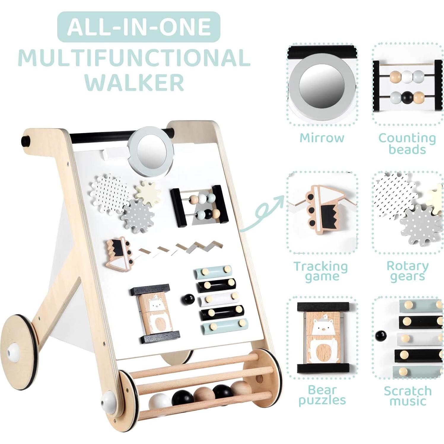 Andador de Madera Beright V5PRO Natural para Bebés 12-36 meses